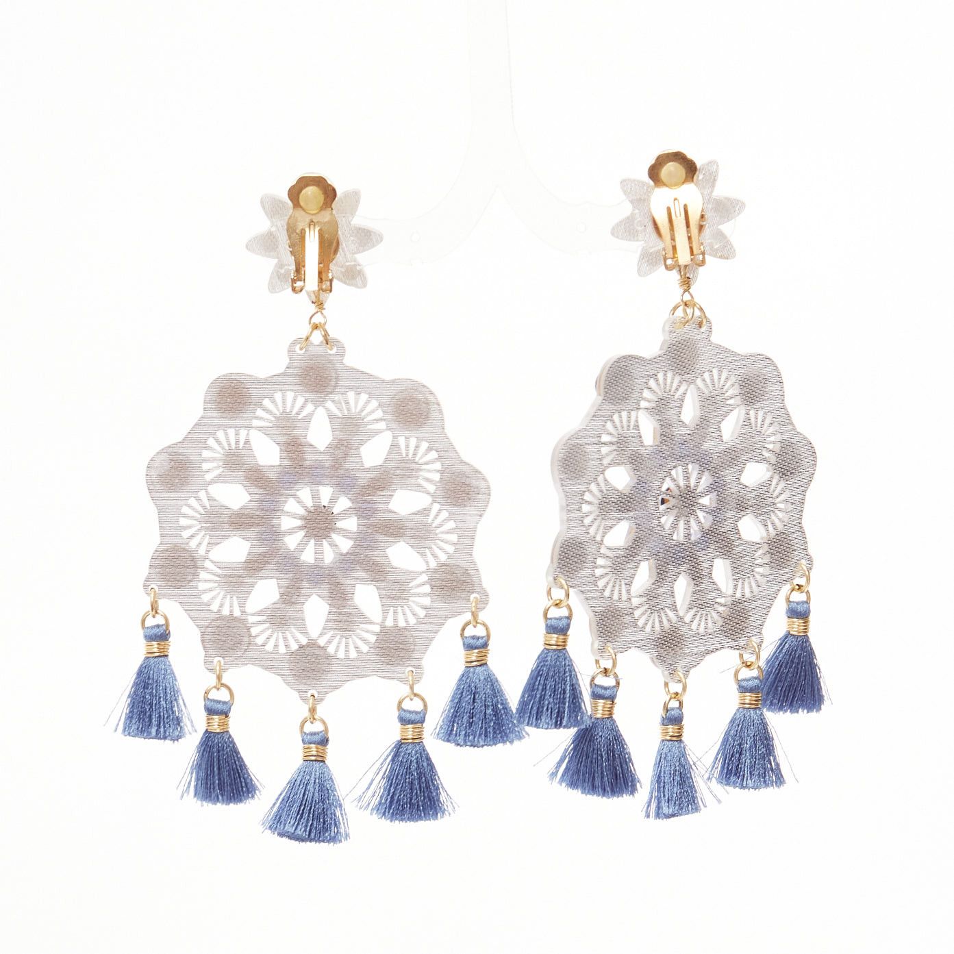 Other MERCEDES SALAZAR clear acrylic blue beads tassels clip on drop earrings Size ONE SIZE - 5 Thumbnail