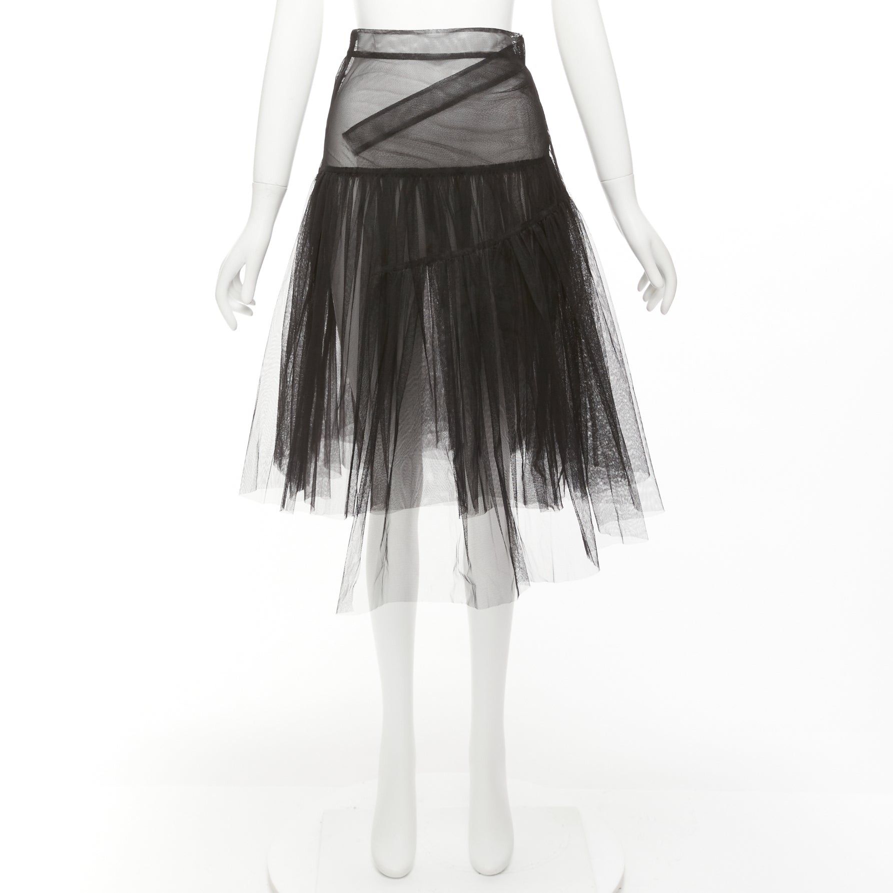Shushu/Tong SHUSHU TONG black tulle asymmetric top high low hem A-line tutu skirt UK6 XS Size 26" / US 2 / IT 38 - 9 Thumbnail