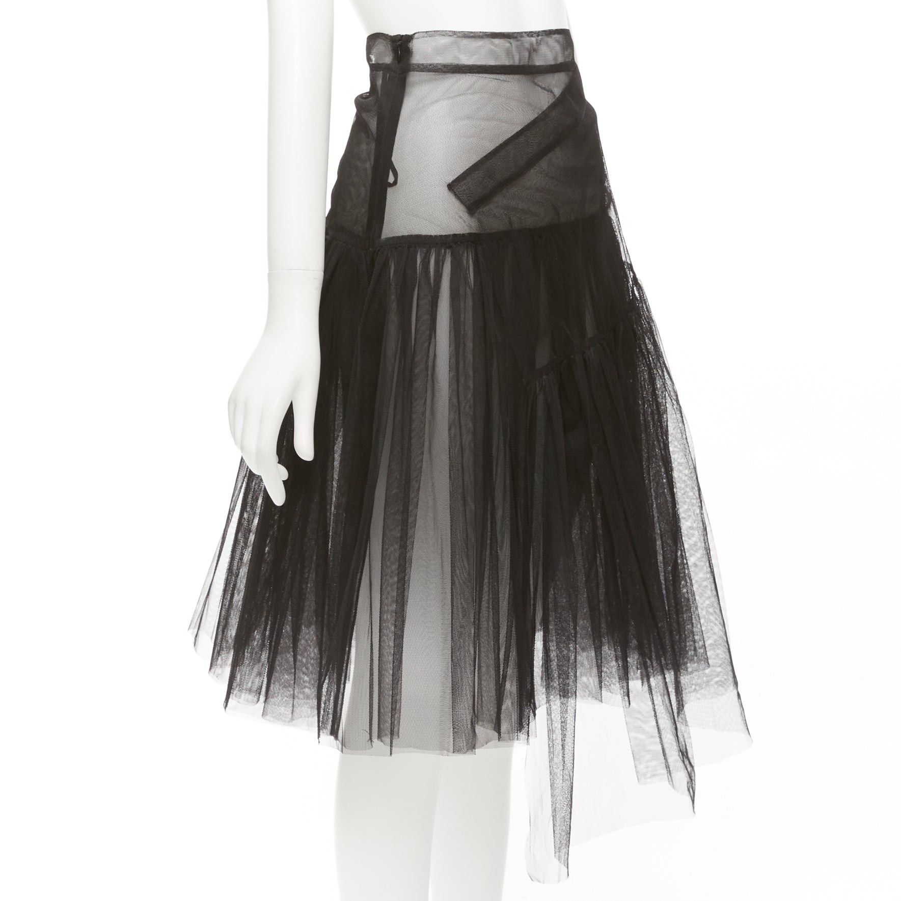 Shushu/Tong SHUSHU TONG black tulle asymmetric top high low hem A-line tutu skirt UK6 XS Size 26" / US 2 / IT 38 - 3 Thumbnail