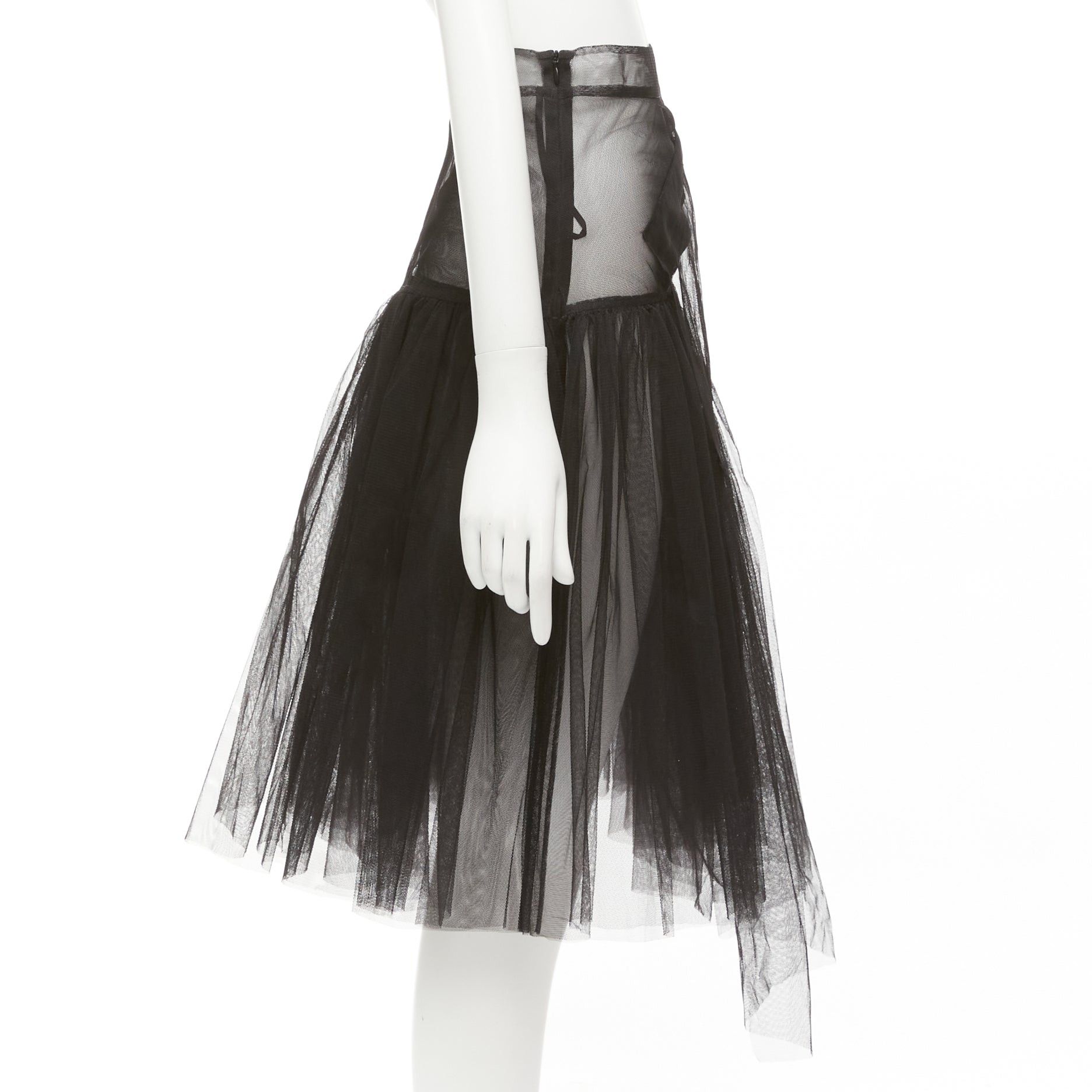 Shushu/Tong SHUSHU TONG black tulle asymmetric top high low hem A-line tutu skirt UK6 XS Size 26" / US 2 / IT 38 - 4 Thumbnail