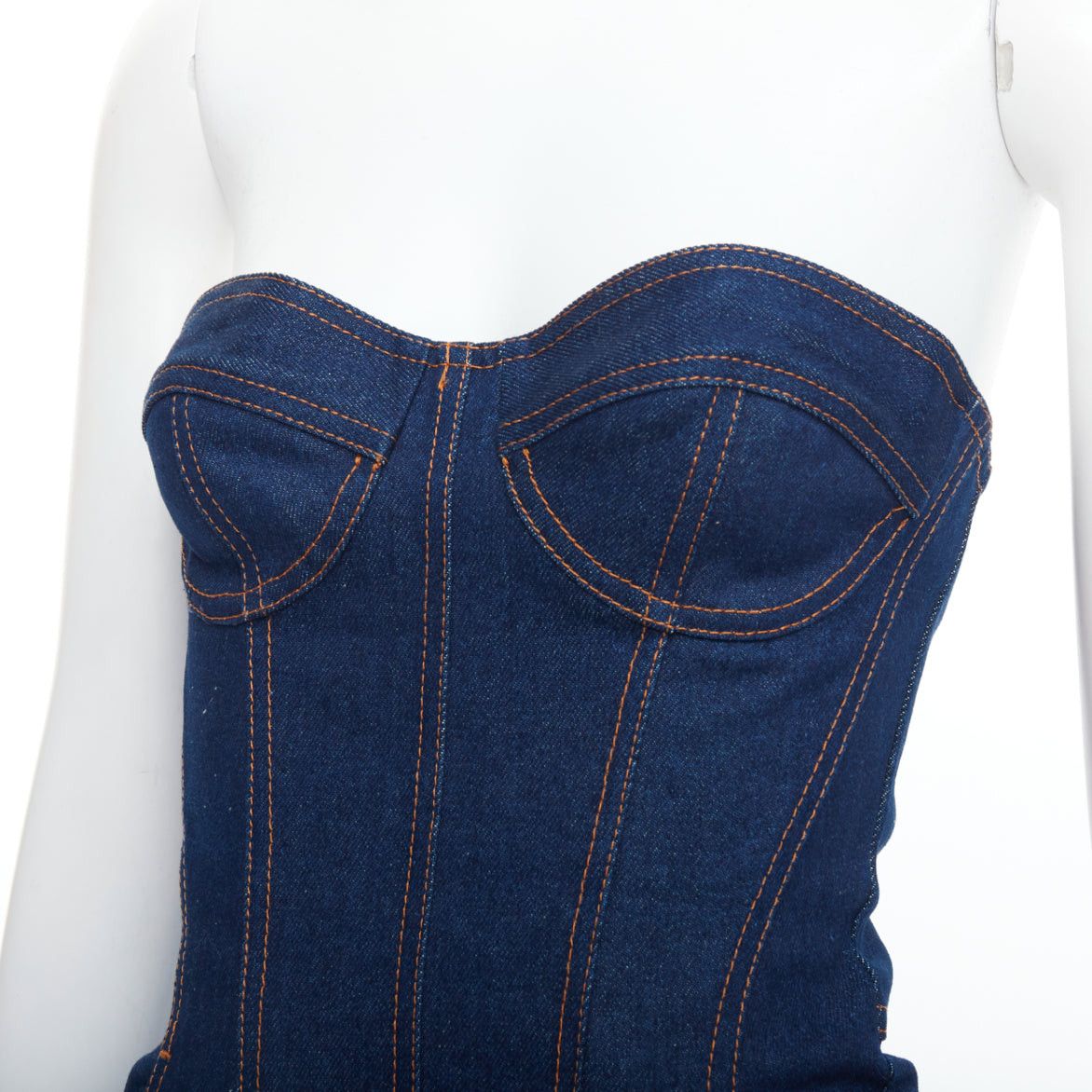 Other DAVID KOMA Corset Denim blue cotton cascade sides mini dress UK6 XS Size XS / US 0-2 / IT 36-38 - 2 Thumbnail