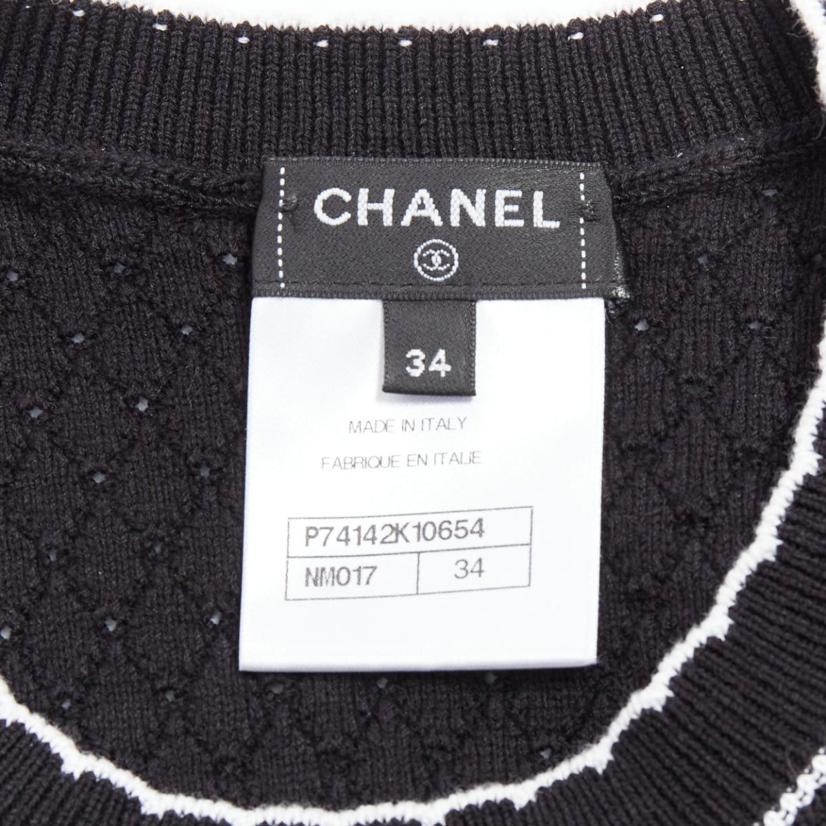 Chanel CHANEL 23C black cotton CC No.5 bead broderie pointelle dress FR34 XS Size XS / US 0-2 / IT 36-38 - 8 Thumbnail