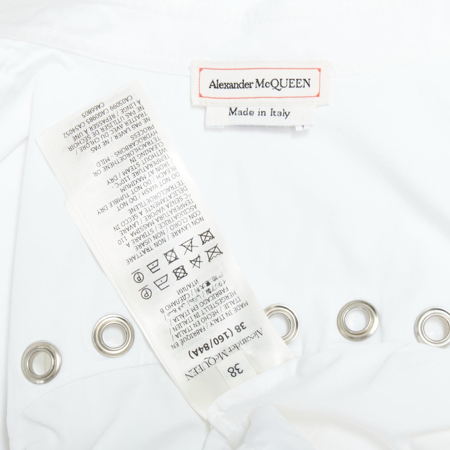 Alexander McQueen ALEXANDER MCQUEEN 2022 white cotton silver grommet midi dress IT38 XS Size M / US 6-8 / IT 42-44 - 8 Thumbnail