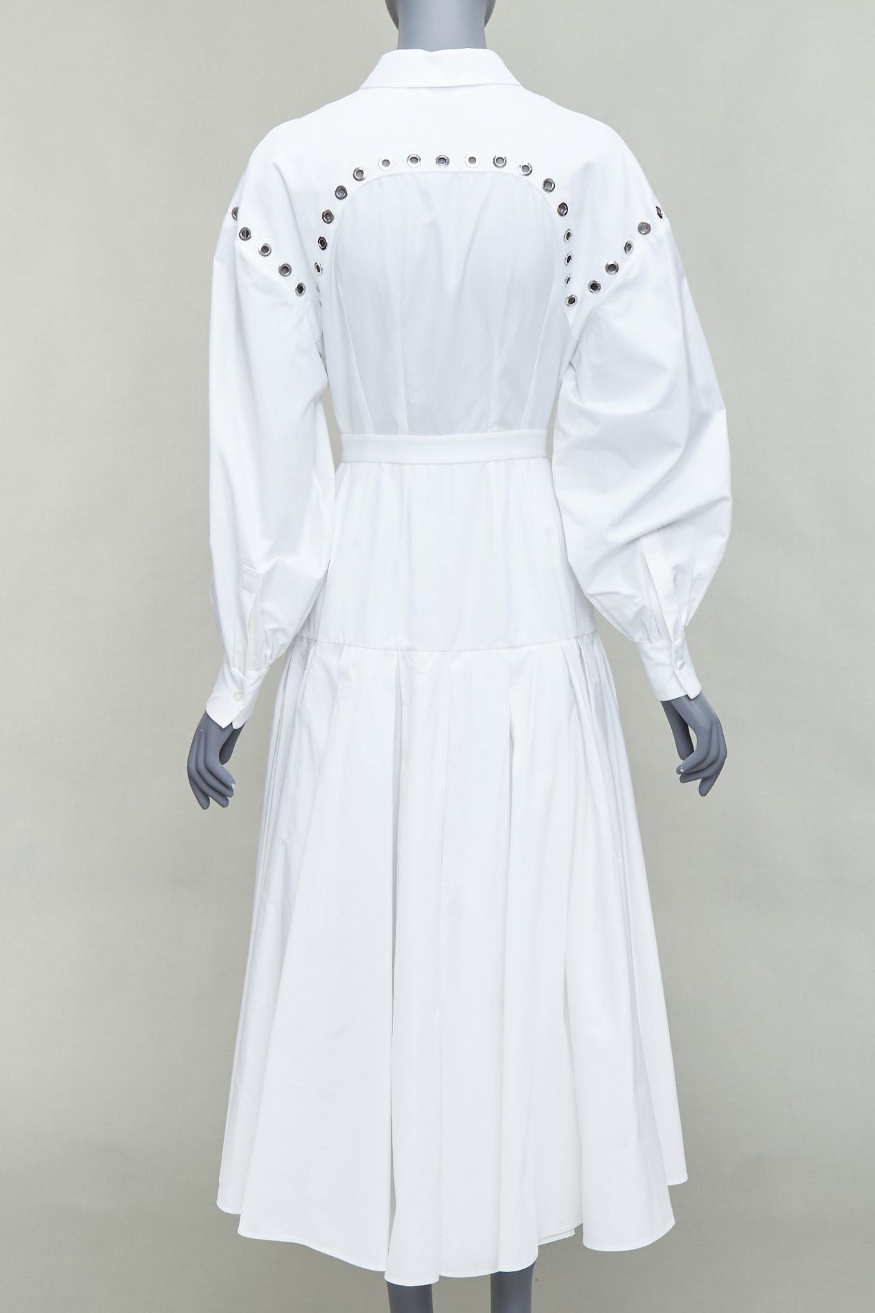Alexander McQueen ALEXANDER MCQUEEN 2022 white cotton silver grommet midi dress IT38 XS Size M / US 6-8 / IT 42-44 - 5 Thumbnail