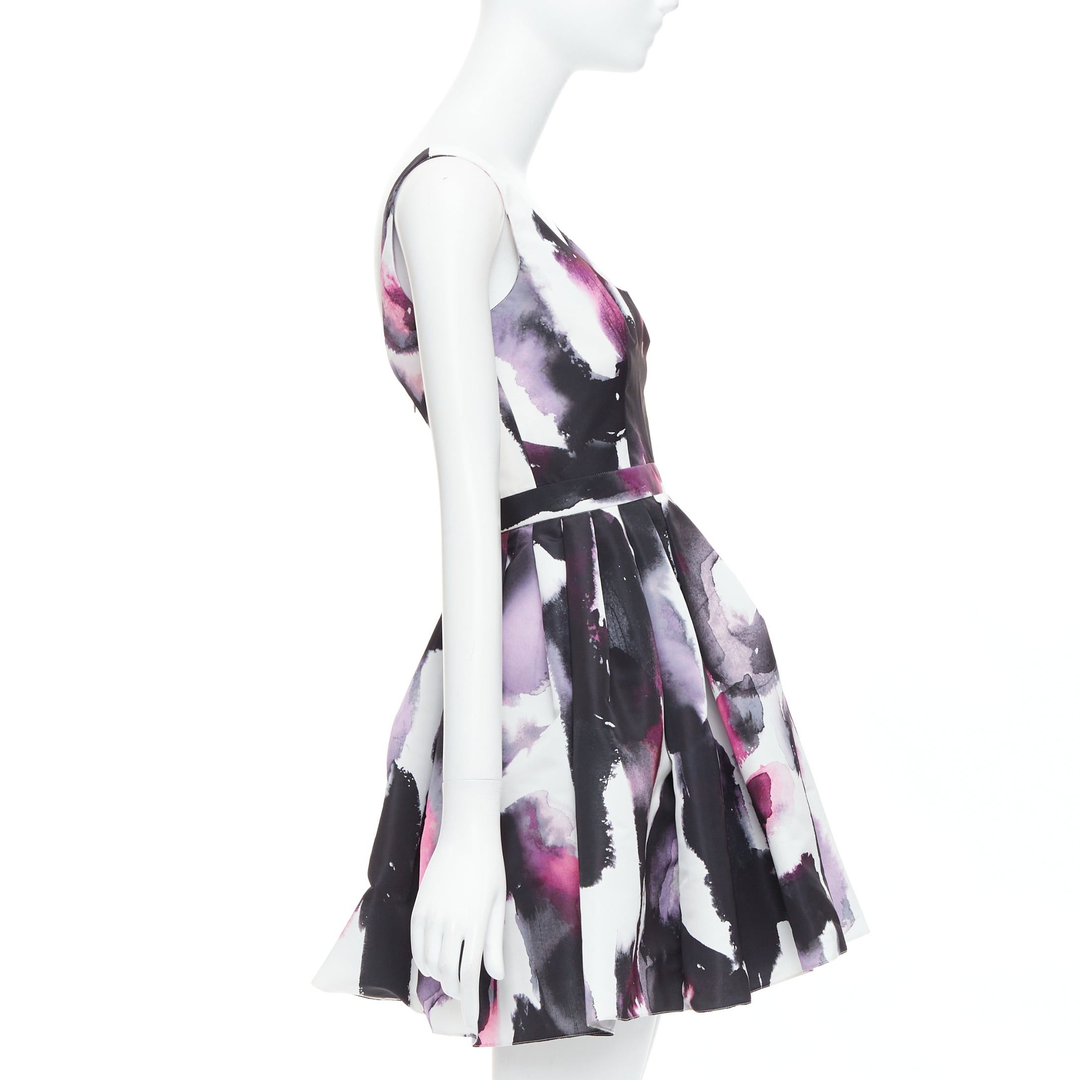 Alexander McQueen ALEXANDER MCQUEEN 2022 purple watercolor Graffiti print flared short dress IT38 XS Size XS / US 0-2 / IT 36-38 - 4 Thumbnail