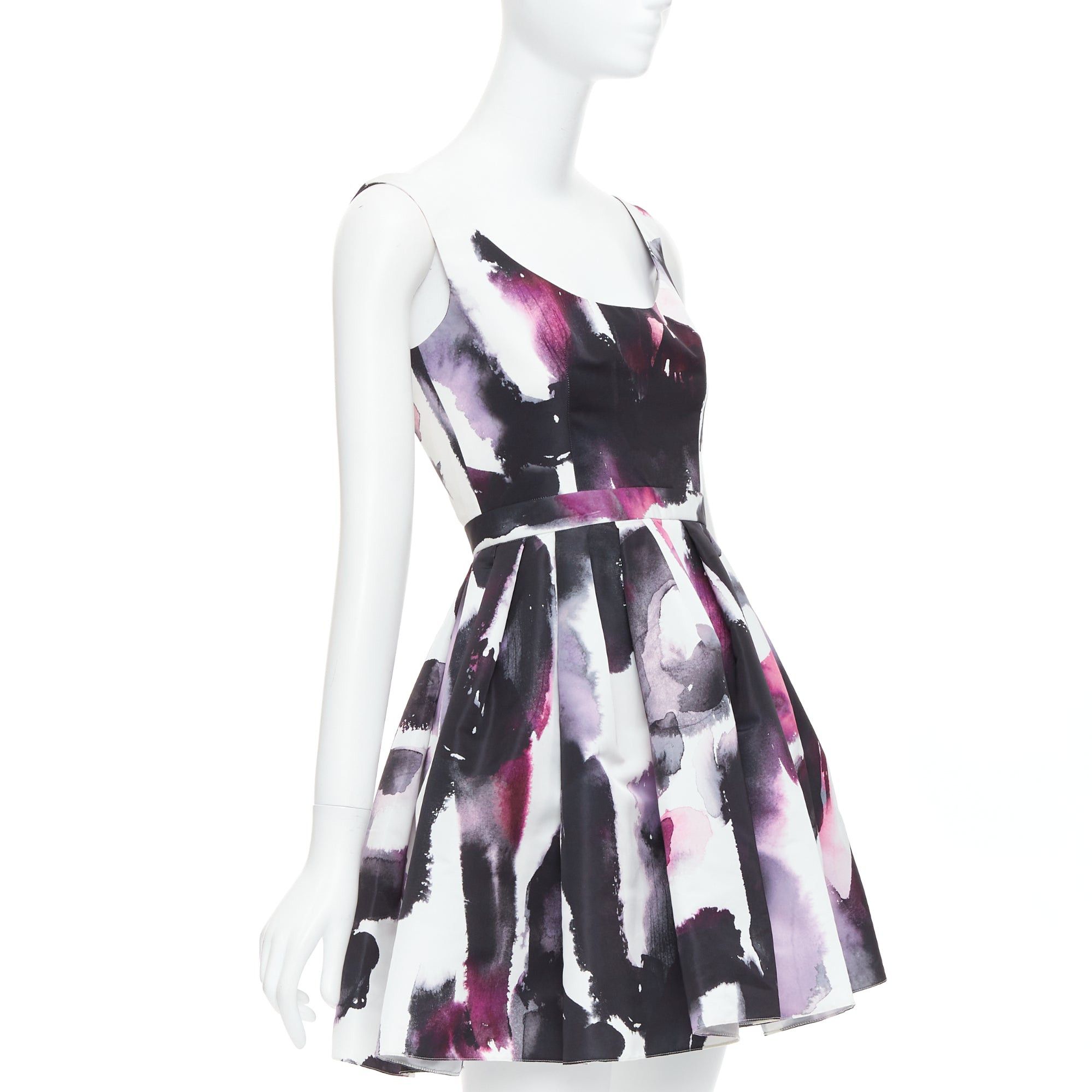 Alexander McQueen ALEXANDER MCQUEEN 2022 purple watercolor Graffiti print flared short dress IT38 XS Size XS / US 0-2 / IT 36-38 - 3 Thumbnail