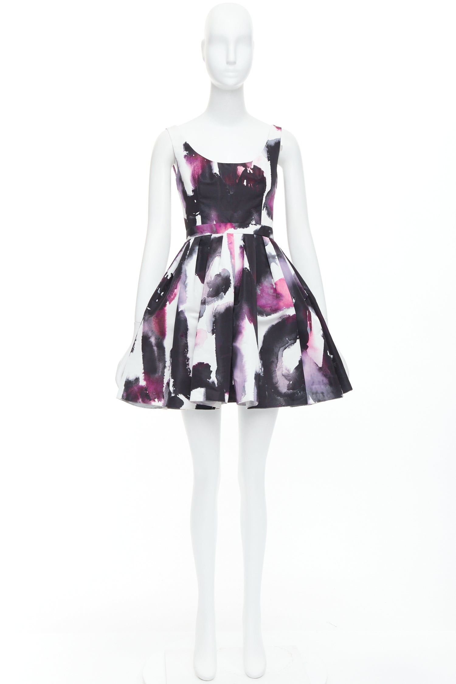 Alexander McQueen ALEXANDER MCQUEEN 2022 purple watercolor Graffiti print flared short dress IT38 XS Size XS / US 0-2 / IT 36-38 - 9 Thumbnail