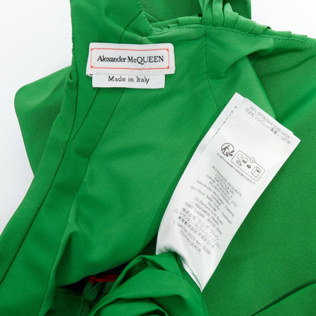 Alexander McQueen ALEXANDER MCQUEEN 2023 kelly green open back puff sleeve midi dress IT38 XS Size XS / US 0-2 / IT 36-38 - 9 Thumbnail