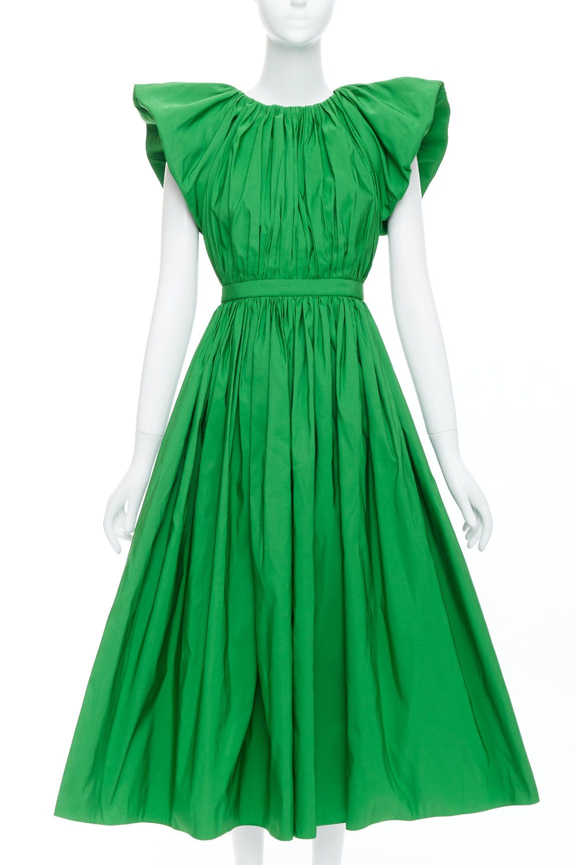 Alexander McQueen ALEXANDER MCQUEEN 2023 kelly green open back puff sleeve midi dress IT38 XS Size XS / US 0-2 / IT 36-38 - 2 Thumbnail