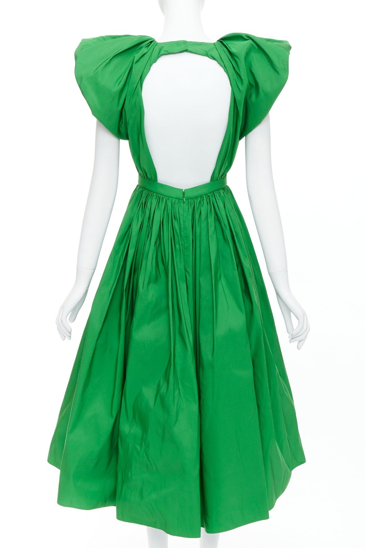 Alexander McQueen ALEXANDER MCQUEEN 2023 kelly green open back puff sleeve midi dress IT38 XS Size XS / US 0-2 / IT 36-38 - 6 Thumbnail