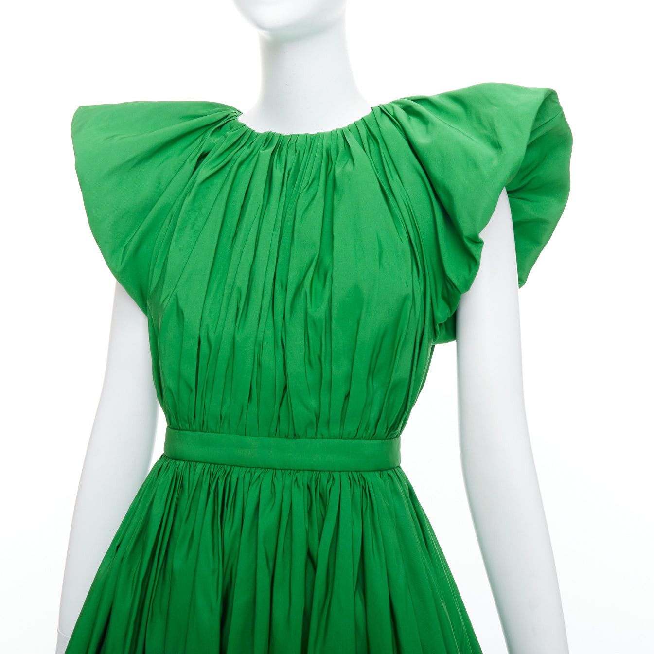 Alexander McQueen ALEXANDER MCQUEEN 2023 kelly green open back puff sleeve midi dress IT38 XS Size XS / US 0-2 / IT 36-38 - 8 Thumbnail