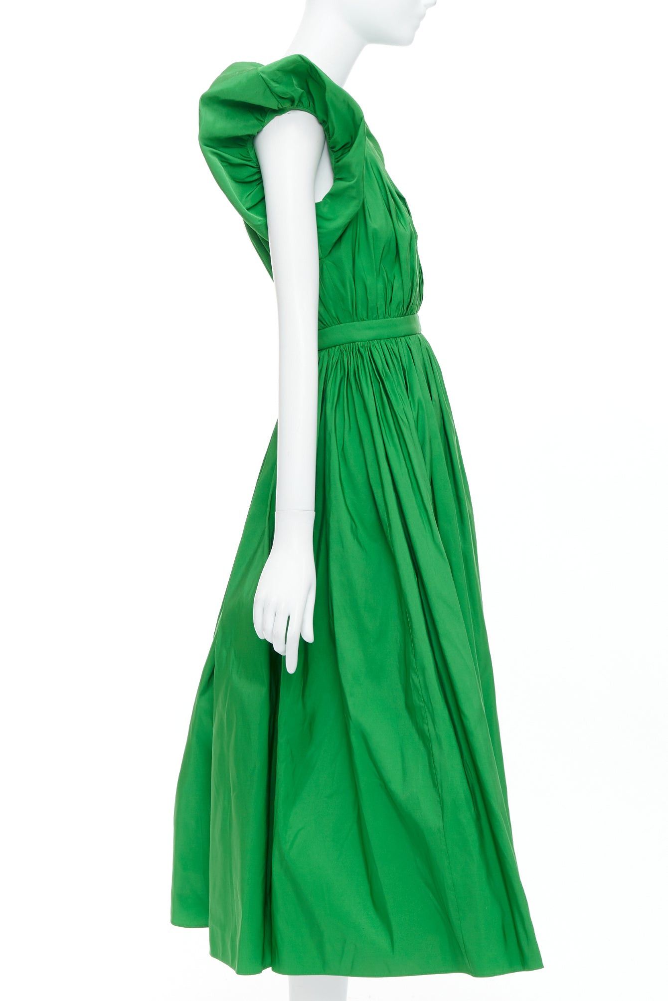 Alexander McQueen ALEXANDER MCQUEEN 2023 kelly green open back puff sleeve midi dress IT38 XS Size XS / US 0-2 / IT 36-38 - 4 Thumbnail