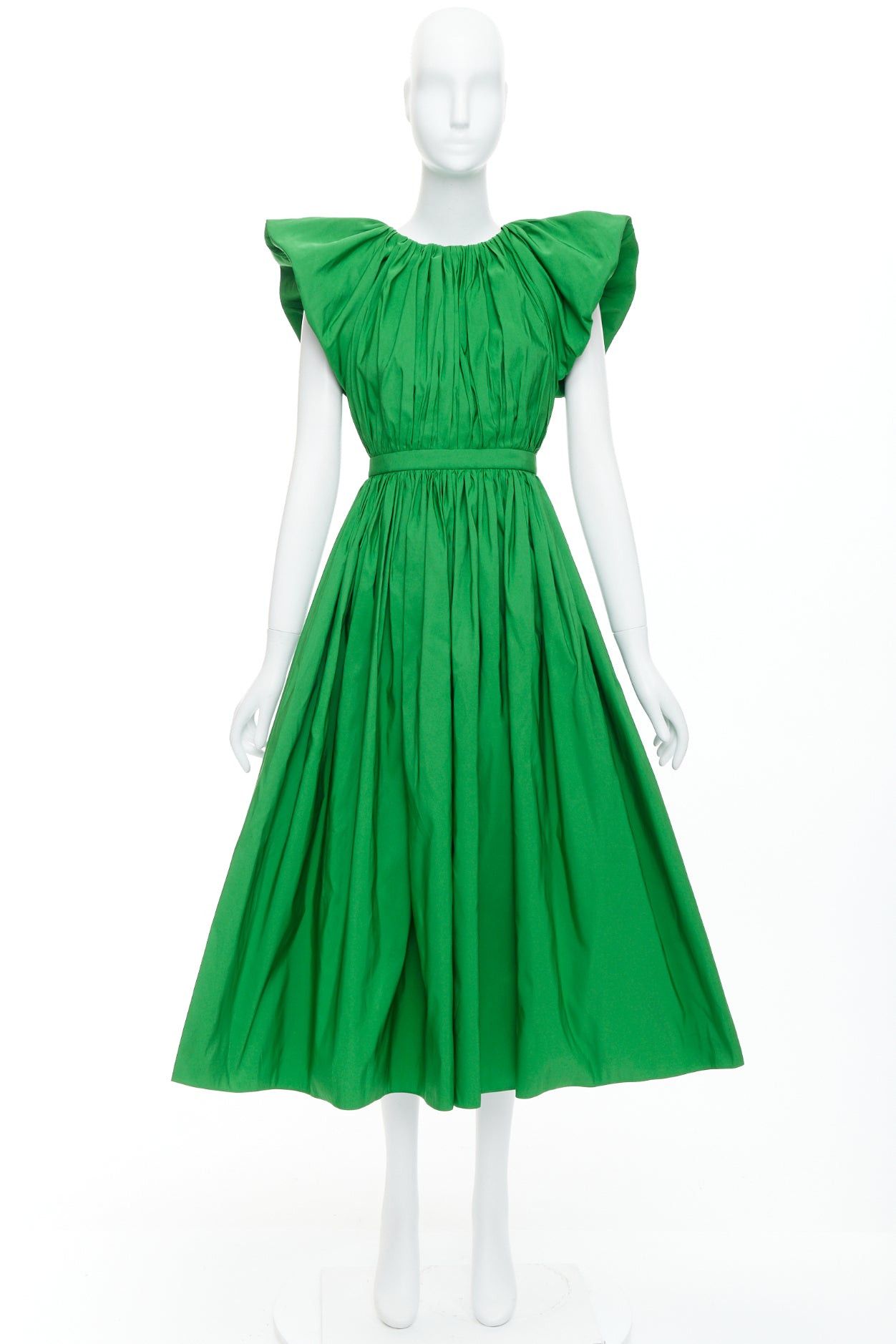 Alexander McQueen ALEXANDER MCQUEEN 2023 kelly green open back puff sleeve midi dress IT38 XS Size XS / US 0-2 / IT 36-38 - 3 Thumbnail