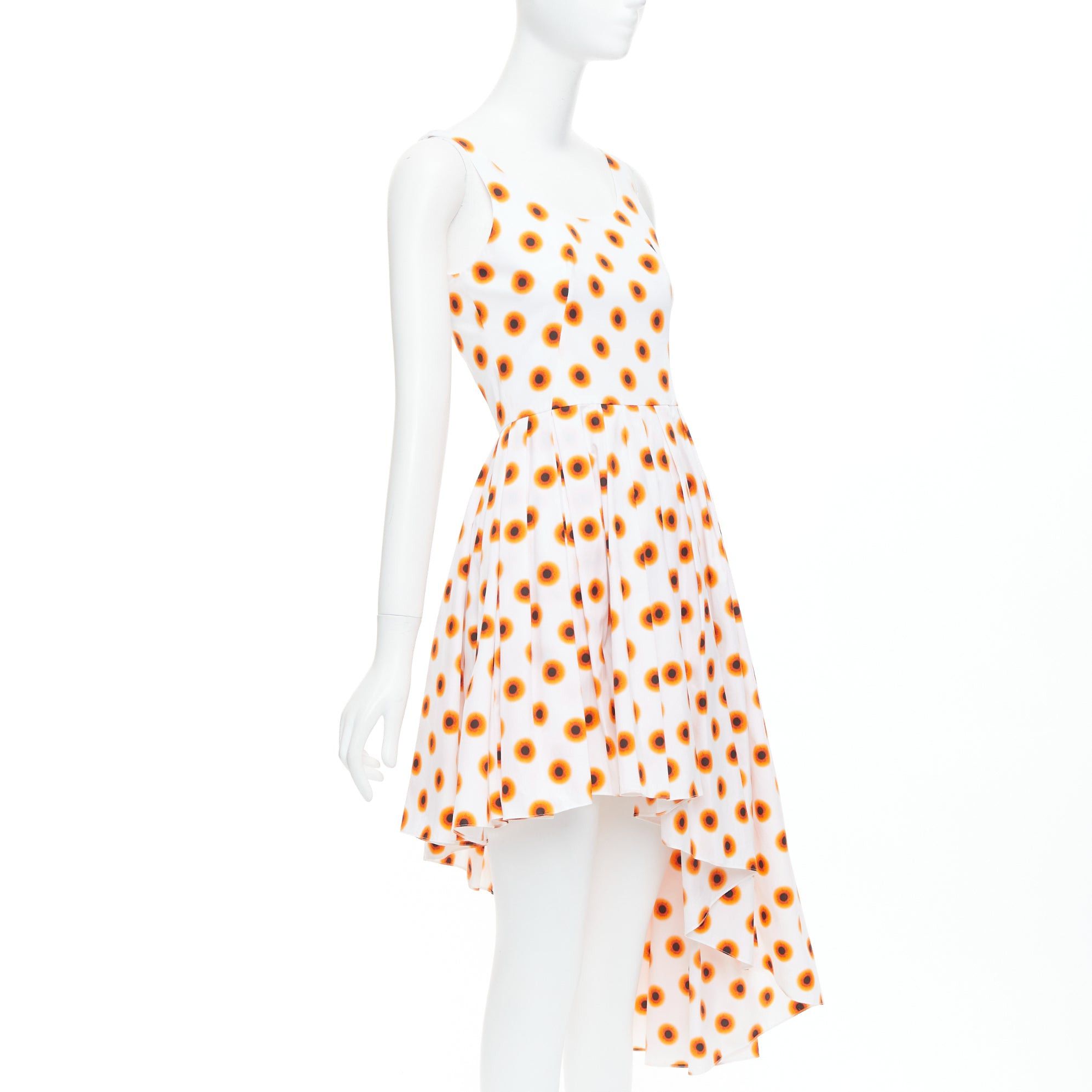 Alexander McQueen ALEXANDER MCQUEEN 2022 Iris orange paint polka dot asymmetric dress IT38 XS Size XS / US 0-2 / IT 36-38 - 3 Thumbnail