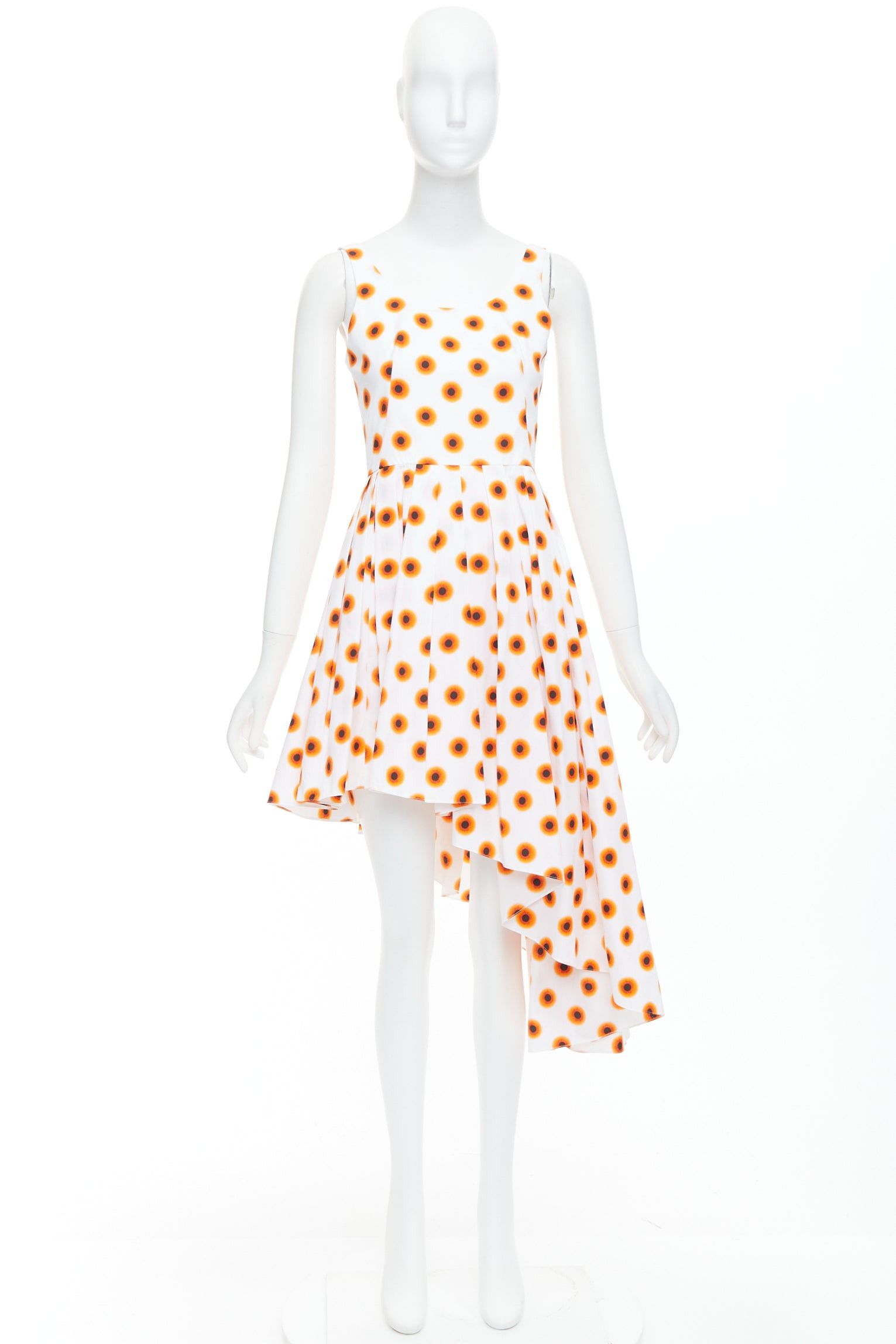 Alexander McQueen ALEXANDER MCQUEEN 2022 Iris orange paint polka dot asymmetric dress IT38 XS Size XS / US 0-2 / IT 36-38 - 9 Thumbnail