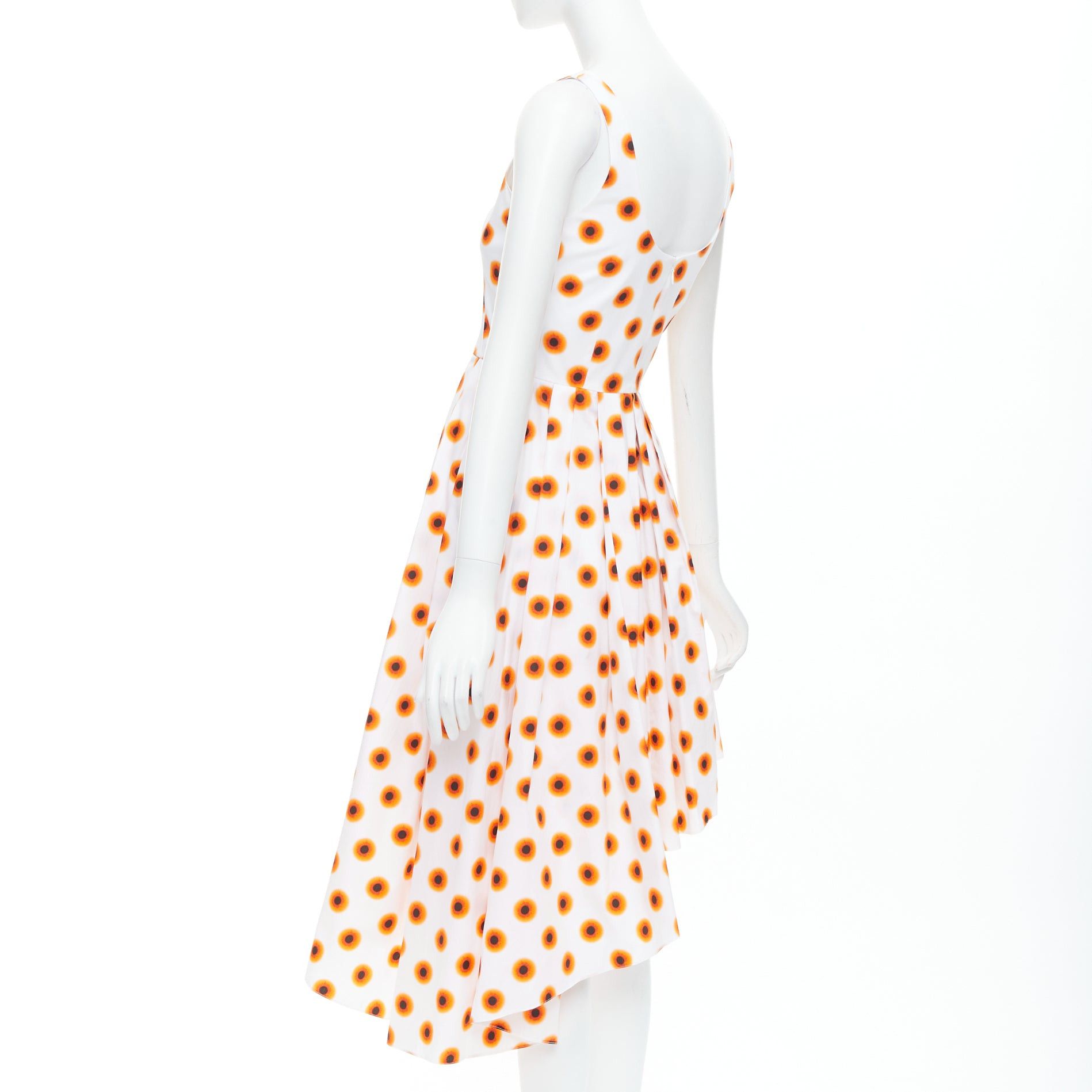Alexander McQueen ALEXANDER MCQUEEN 2022 Iris orange paint polka dot asymmetric dress IT38 XS Size XS / US 0-2 / IT 36-38 - 6 Thumbnail