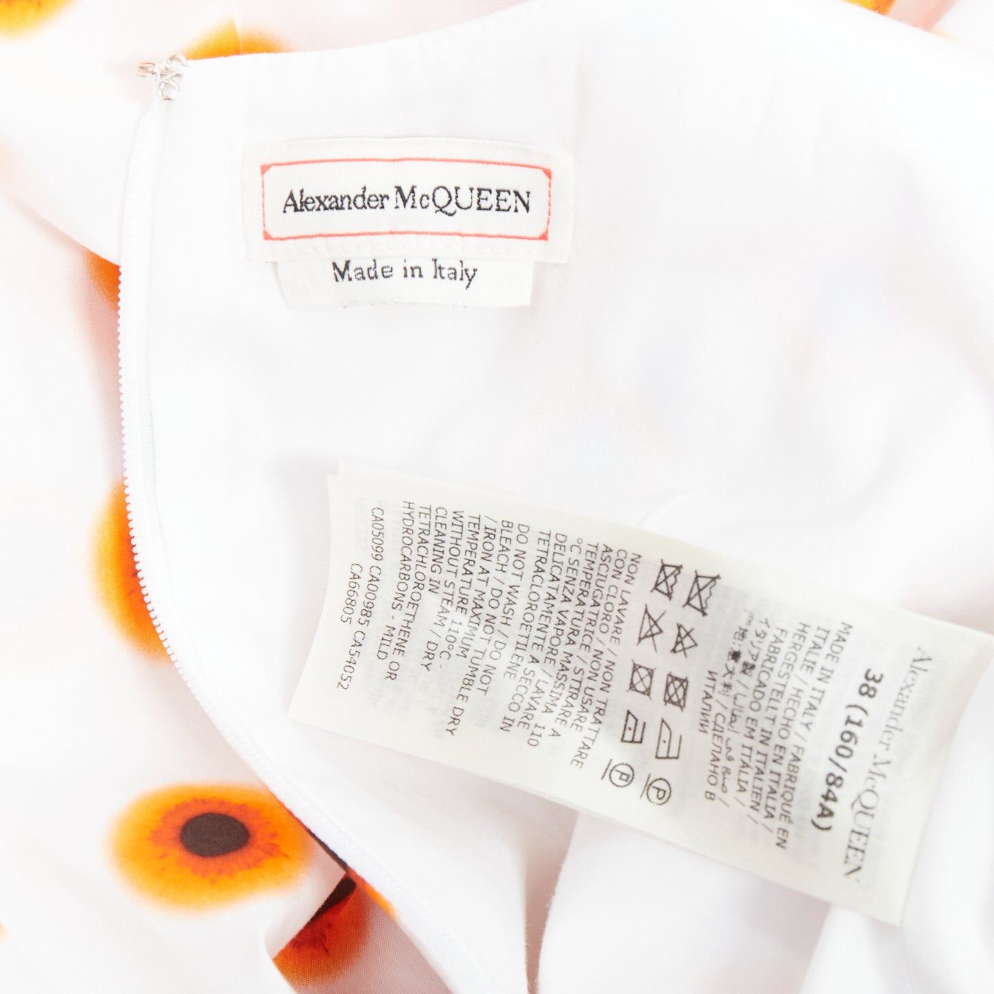 Alexander McQueen ALEXANDER MCQUEEN 2022 Iris orange paint polka dot asymmetric dress IT38 XS Size XS / US 0-2 / IT 36-38 - 8 Thumbnail