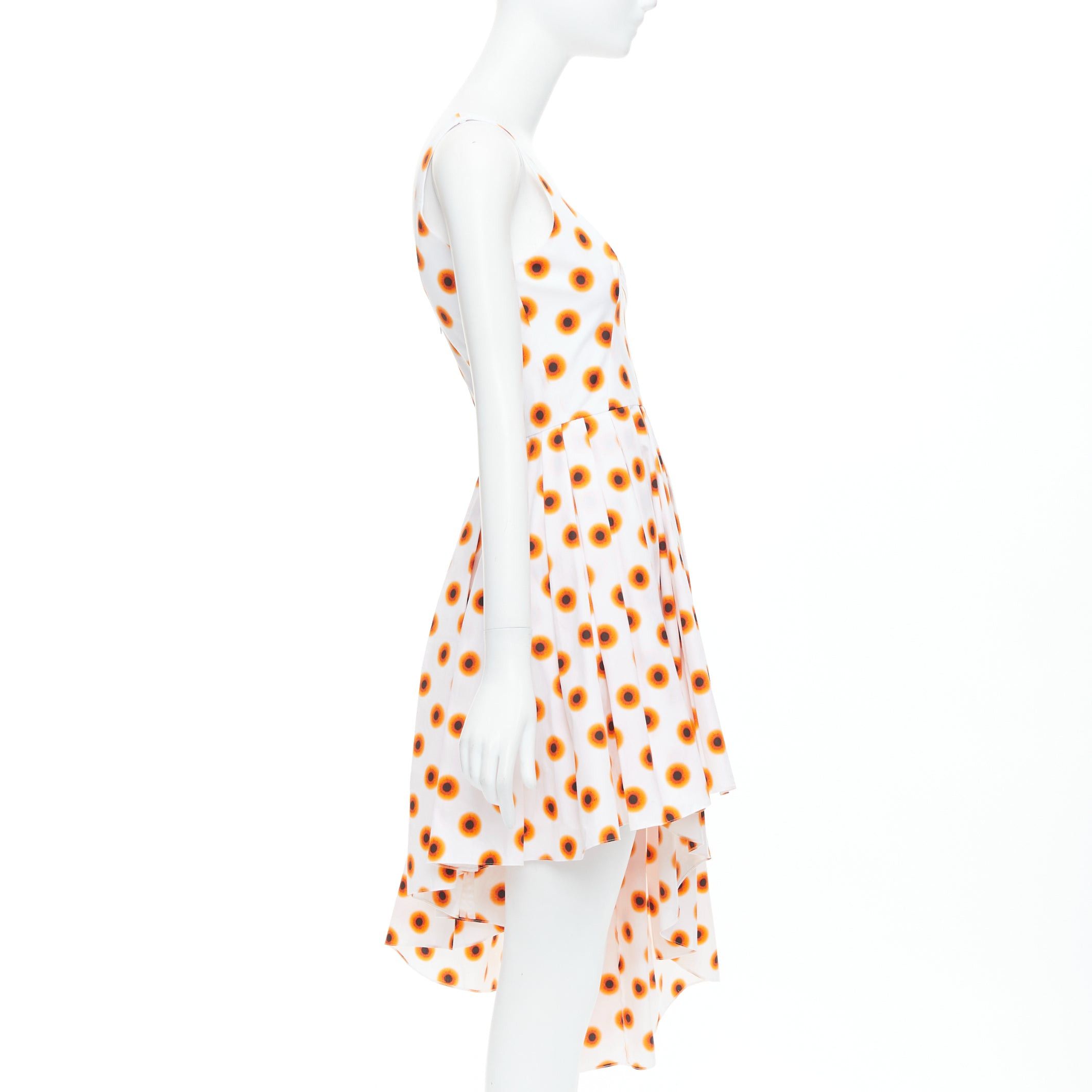 Alexander McQueen ALEXANDER MCQUEEN 2022 Iris orange paint polka dot asymmetric dress IT38 XS Size XS / US 0-2 / IT 36-38 - 4 Thumbnail