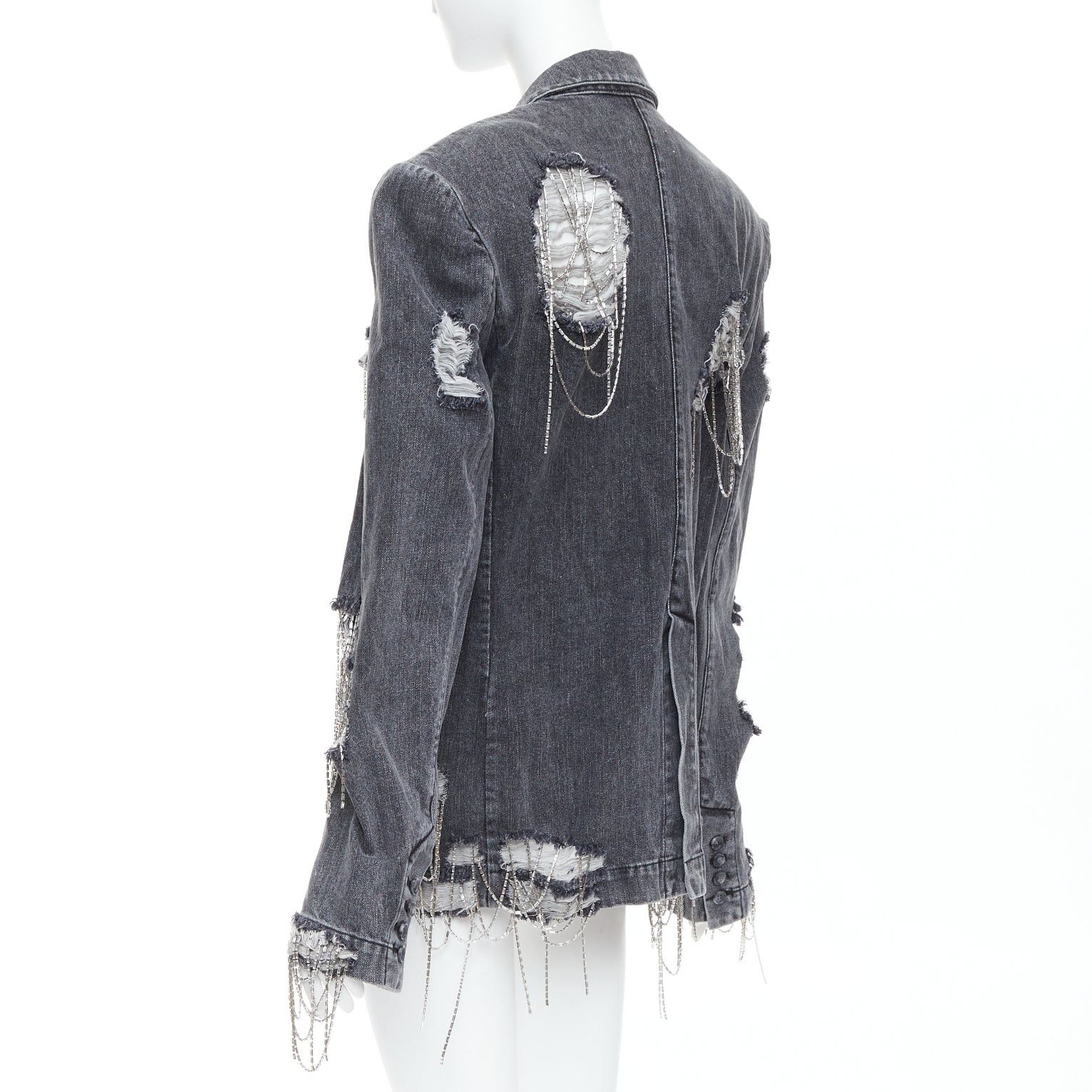 Other MARKGONG grey denim clear beads chain embellished blazer FR36 S Size S / US 4 / IT 40 - 7 Thumbnail