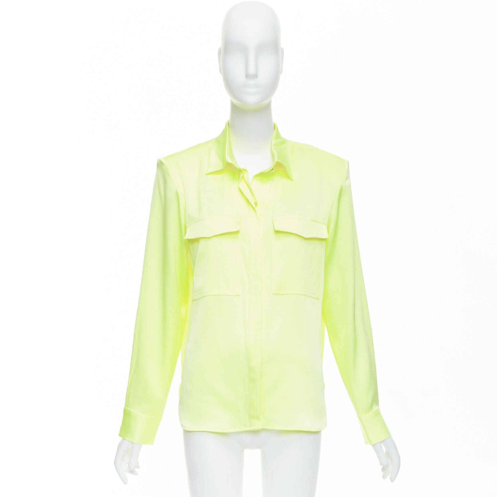 Alex Perry ALEX PERRY neon yellow padded shoulder button down overshirt UK8 S Size S / US 4 / IT 40 - 2 Thumbnail