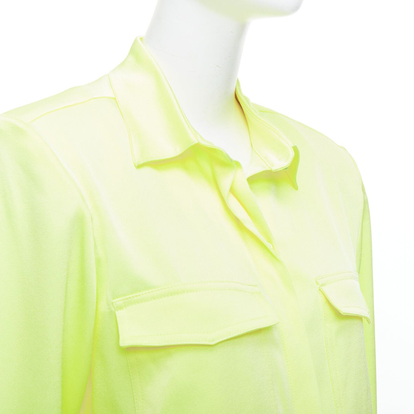 Alex Perry ALEX PERRY neon yellow padded shoulder button down overshirt UK8 S Size S / US 4 / IT 40 - 7 Thumbnail