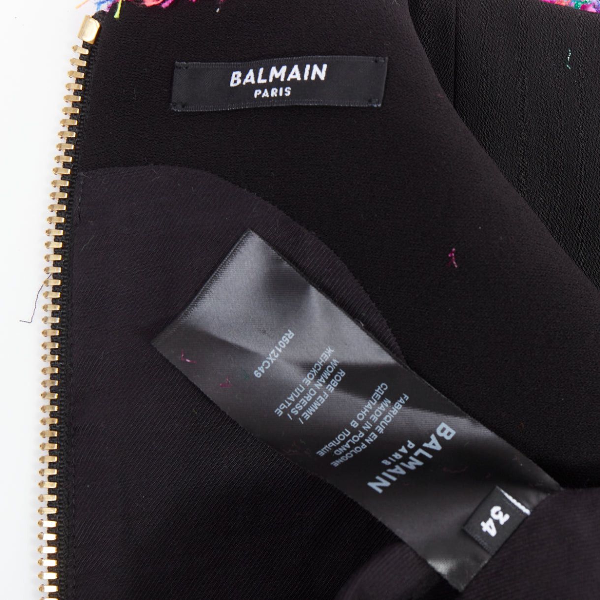 Balmain BALMAIN multicolor pink tweed black velvet buttons vest dress FR34 XS Size XS / US 0-2 / IT 36-38 - 8 Thumbnail