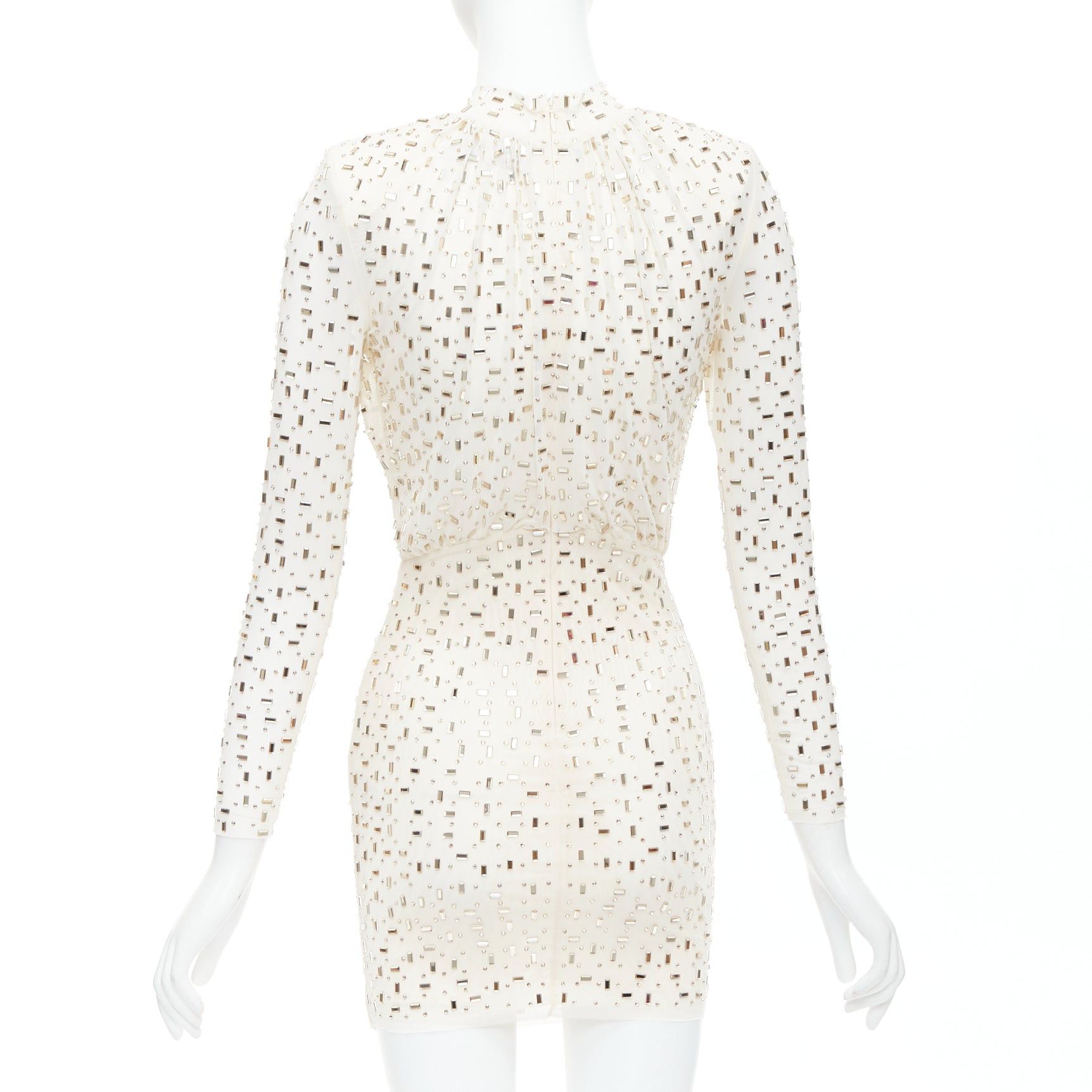 Self-Portrait SELF PORTRAIT 2024 Rhinestone mesh champagne tulle embellished mini dress UK6 XS Size XS / US 0-2 / IT 36-38 - 5 Thumbnail