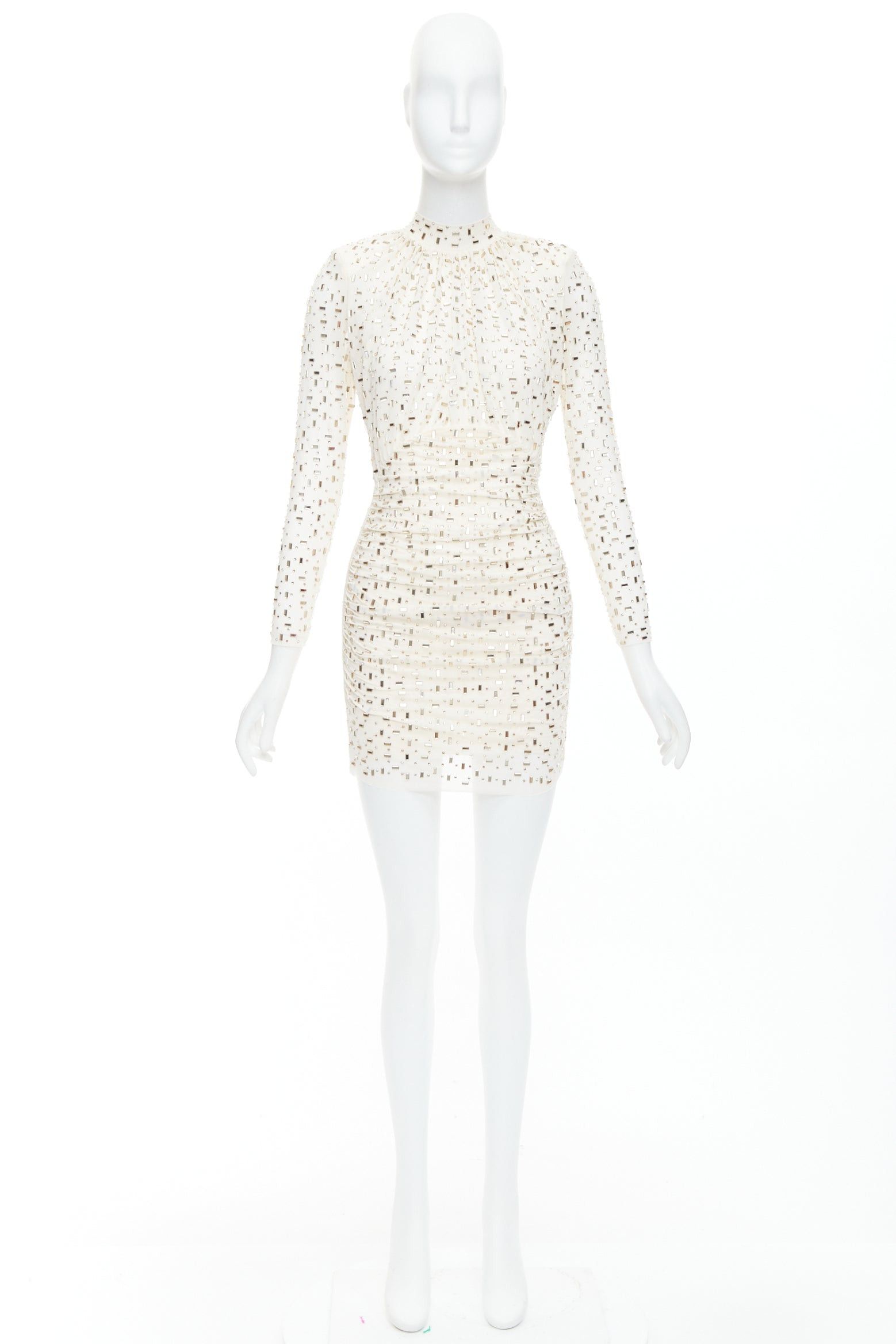 Self-Portrait SELF PORTRAIT 2024 Rhinestone mesh champagne tulle embellished mini dress UK6 XS Size XS / US 0-2 / IT 36-38 - 9 Thumbnail
