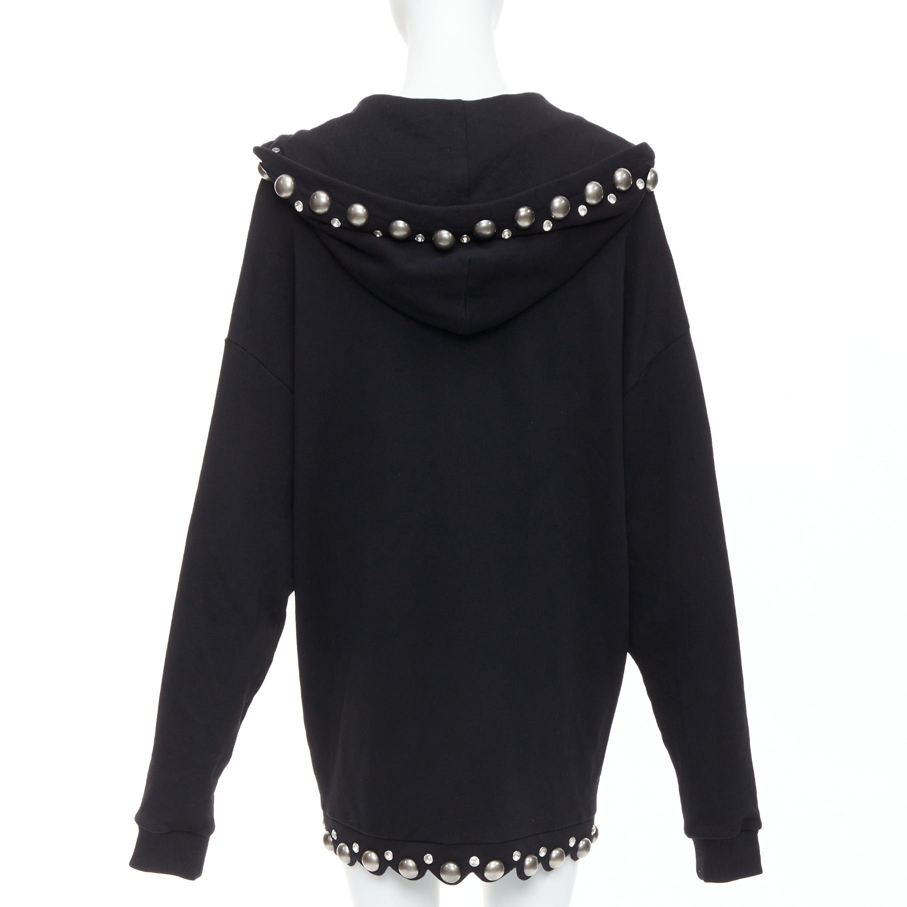 Area AREA Crystal Dome black cotton silver stud embellished hoodie XS Size XS / US 0-2 / IT 36-38 - 5 Thumbnail