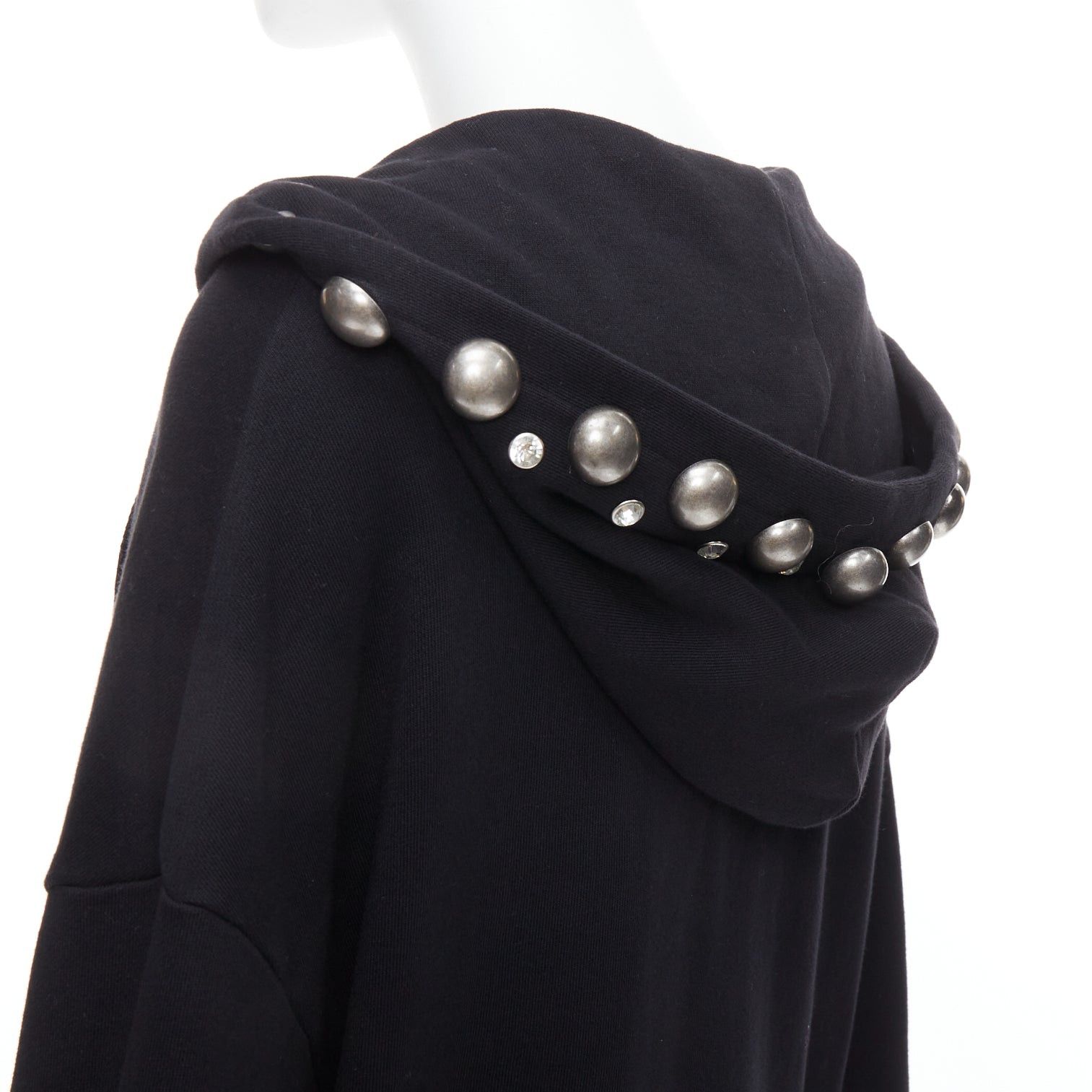 Area AREA Crystal Dome black cotton silver stud embellished hoodie XS Size XS / US 0-2 / IT 36-38 - 7 Thumbnail