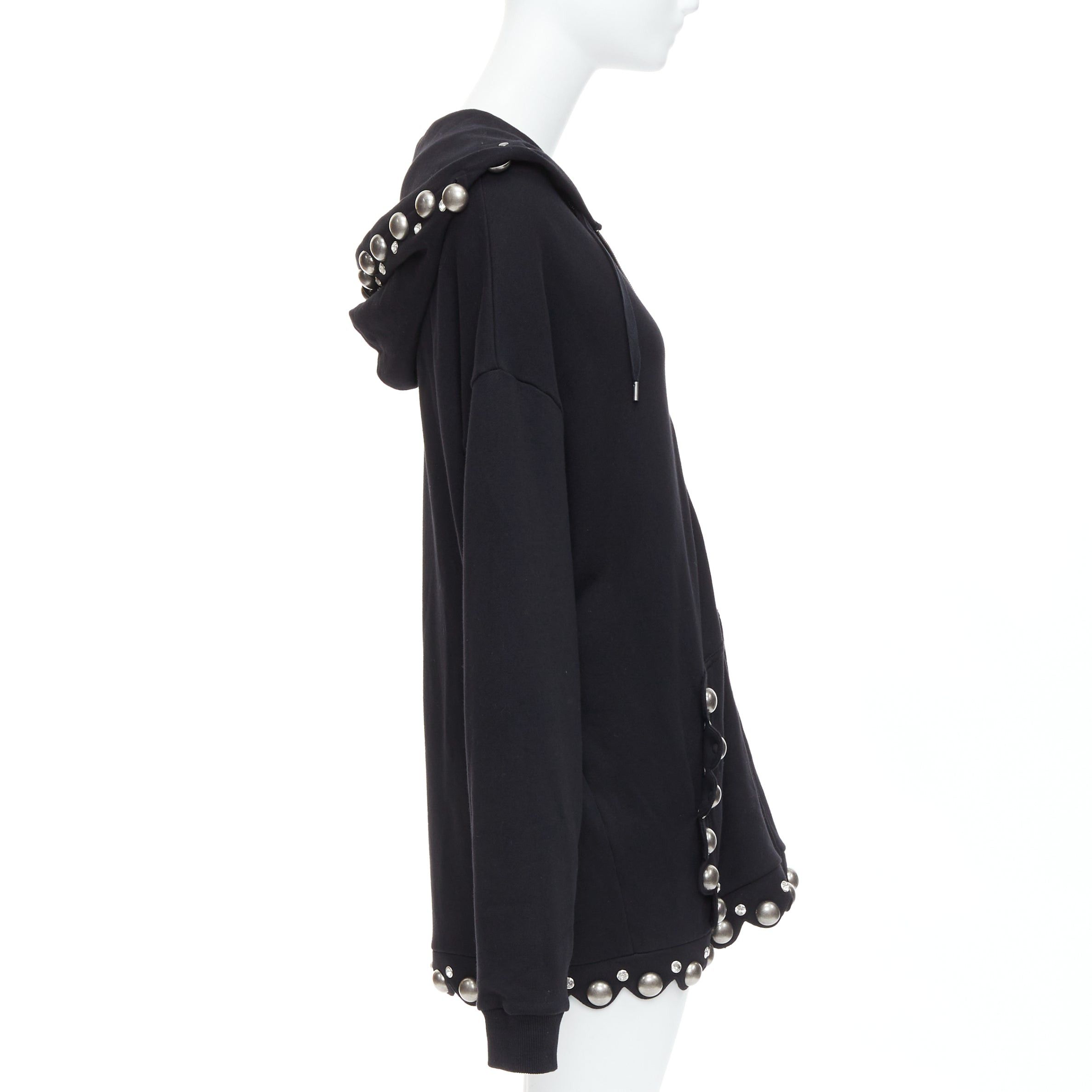 Area AREA Crystal Dome black cotton silver stud embellished hoodie XS Size XS / US 0-2 / IT 36-38 - 4 Thumbnail