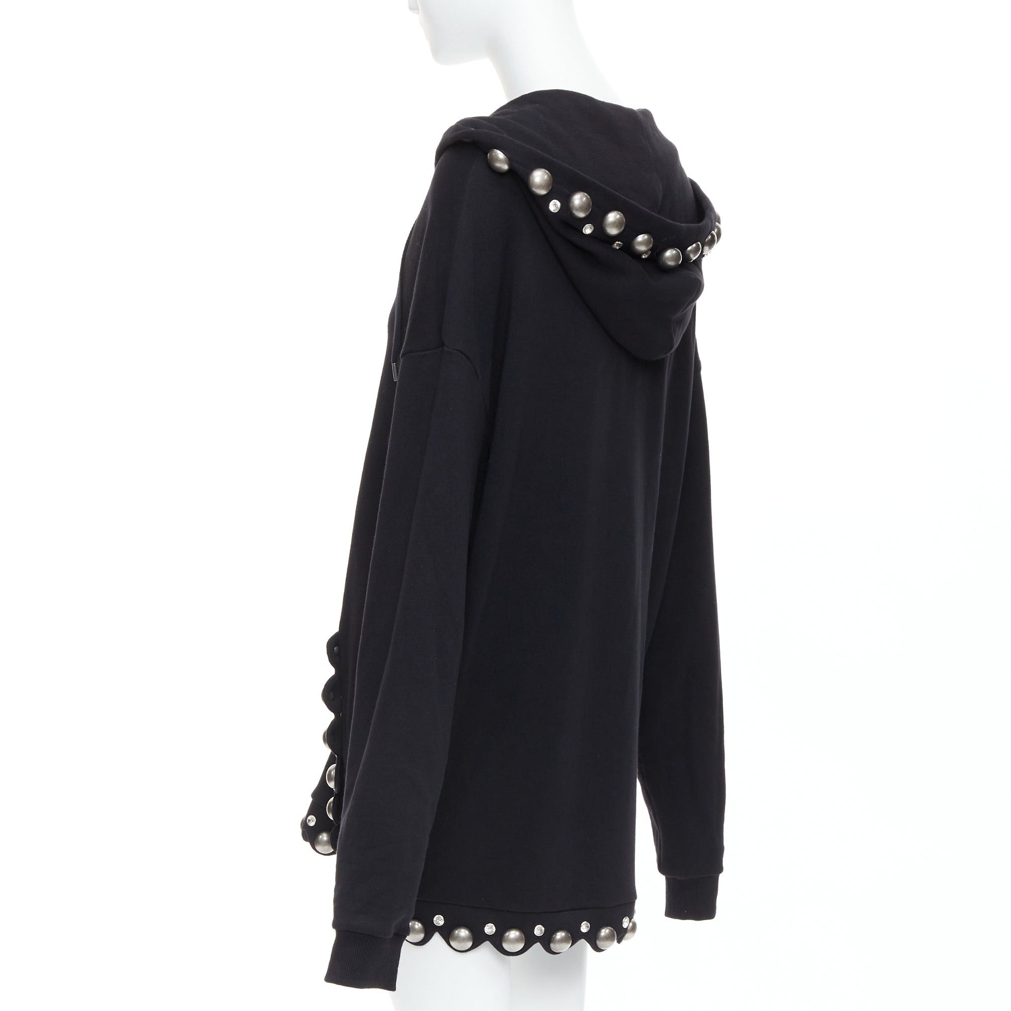 Area AREA Crystal Dome black cotton silver stud embellished hoodie XS Size XS / US 0-2 / IT 36-38 - 6 Thumbnail