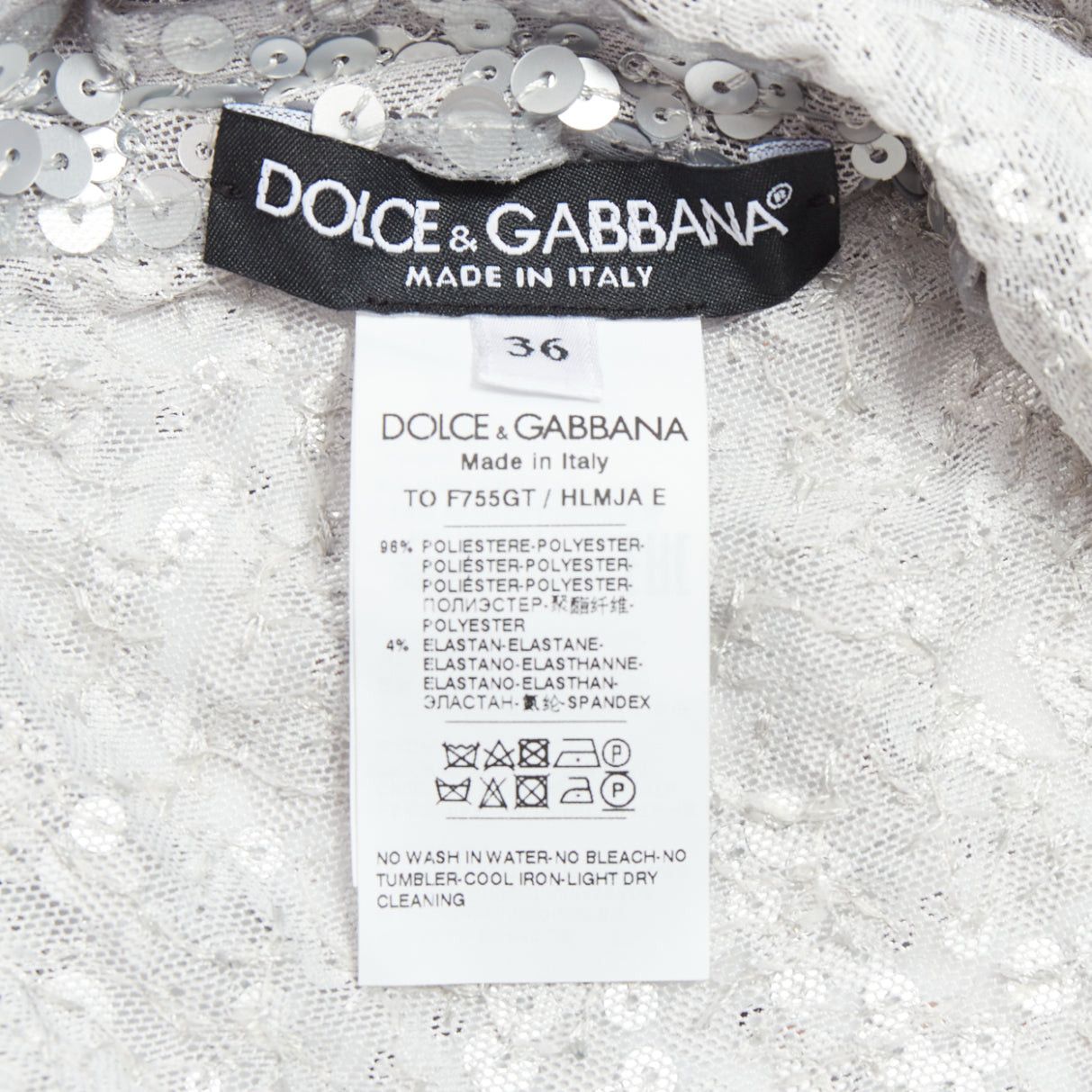 Dolce & Gabbana DOLCE GABBANA 2022 Runway silver sequins DG charm plunge neck top IT36 XXS Size XS / US 0-2 / IT 36-38 - 8 Thumbnail