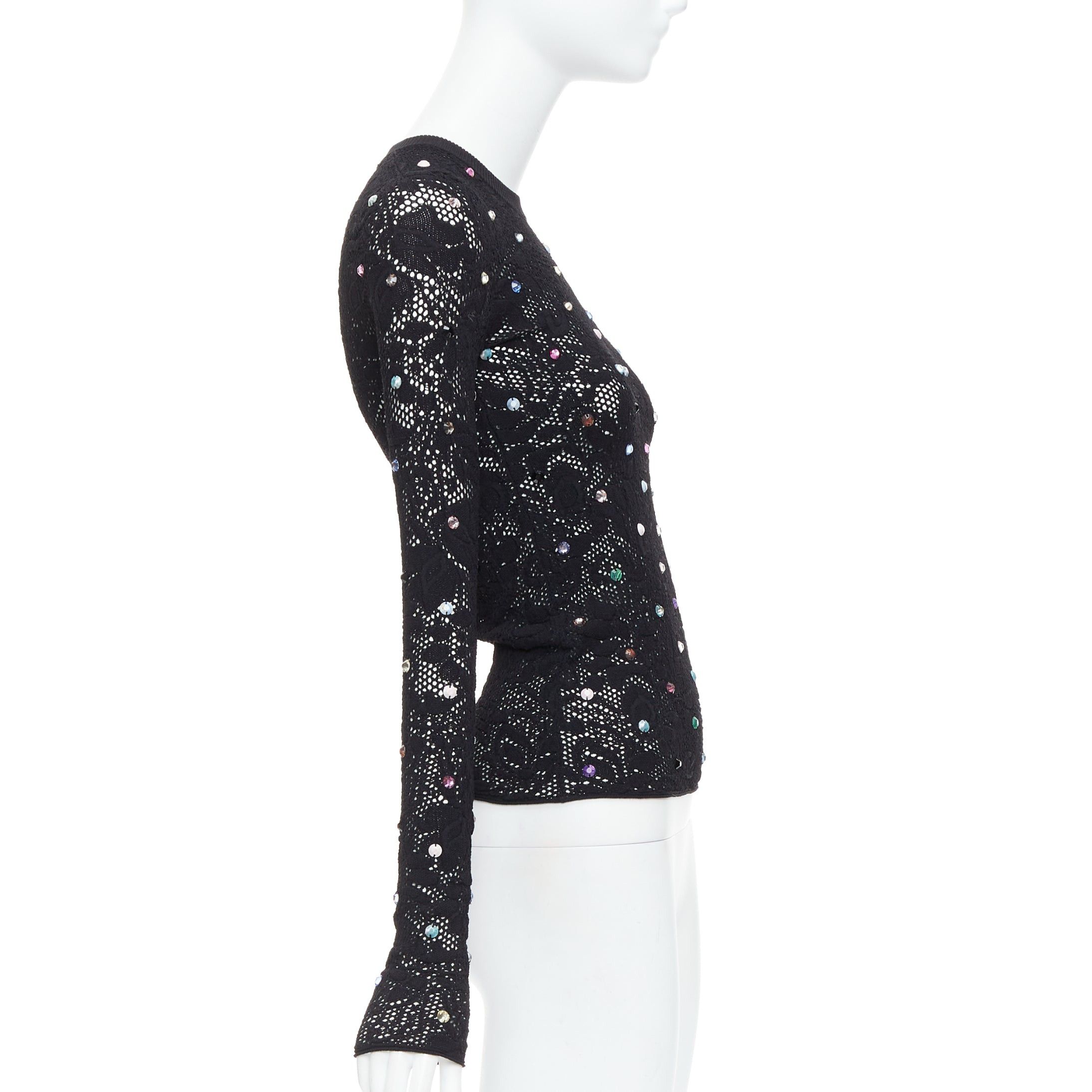Louis Vuitton LOUIS VUITTON 2024 black multiclor jewel floral lace pullover S Size M / US 6-8 / IT 42-44 - 4 Thumbnail