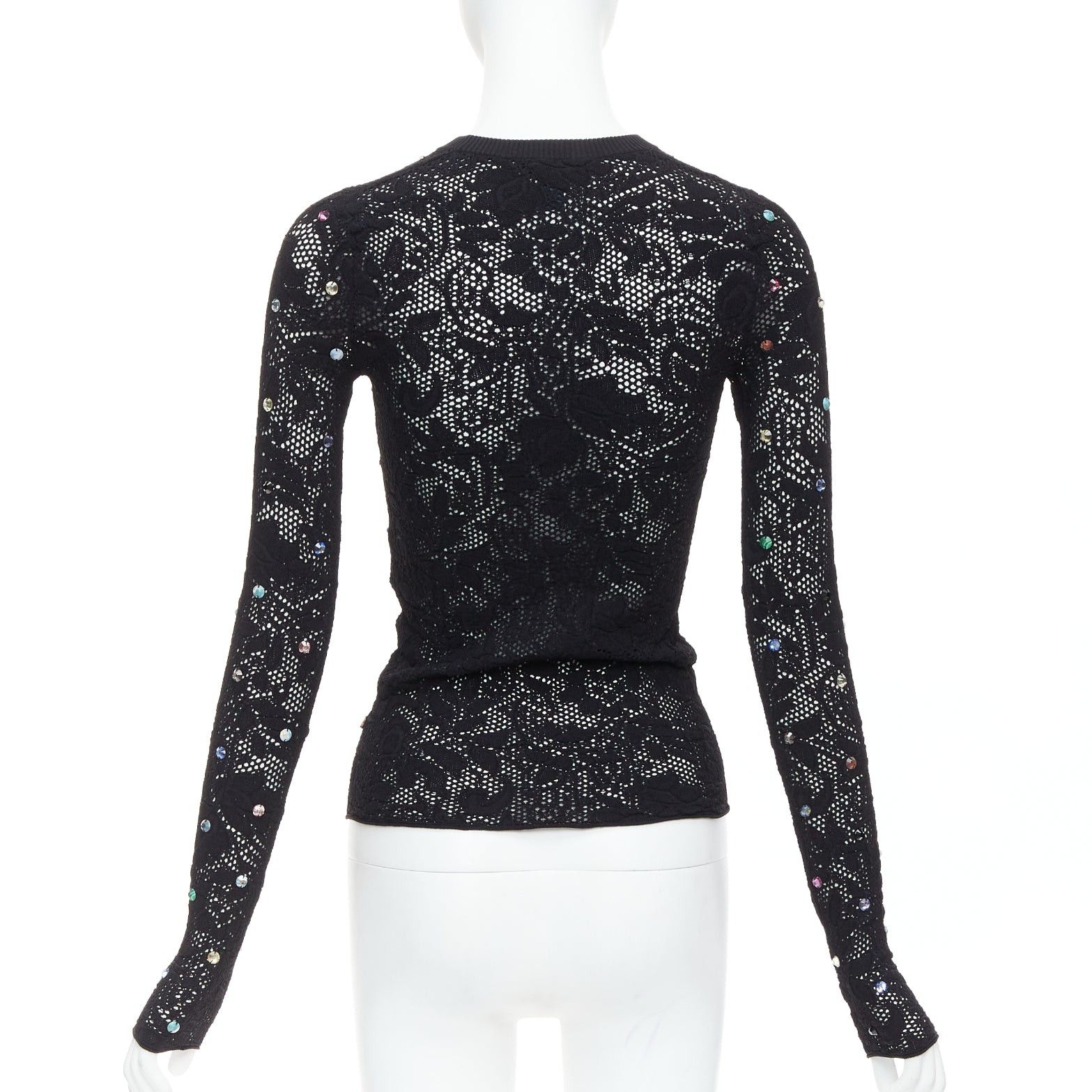 Louis Vuitton LOUIS VUITTON 2024 black multiclor jewel floral lace pullover S Size M / US 6-8 / IT 42-44 - 5 Thumbnail
