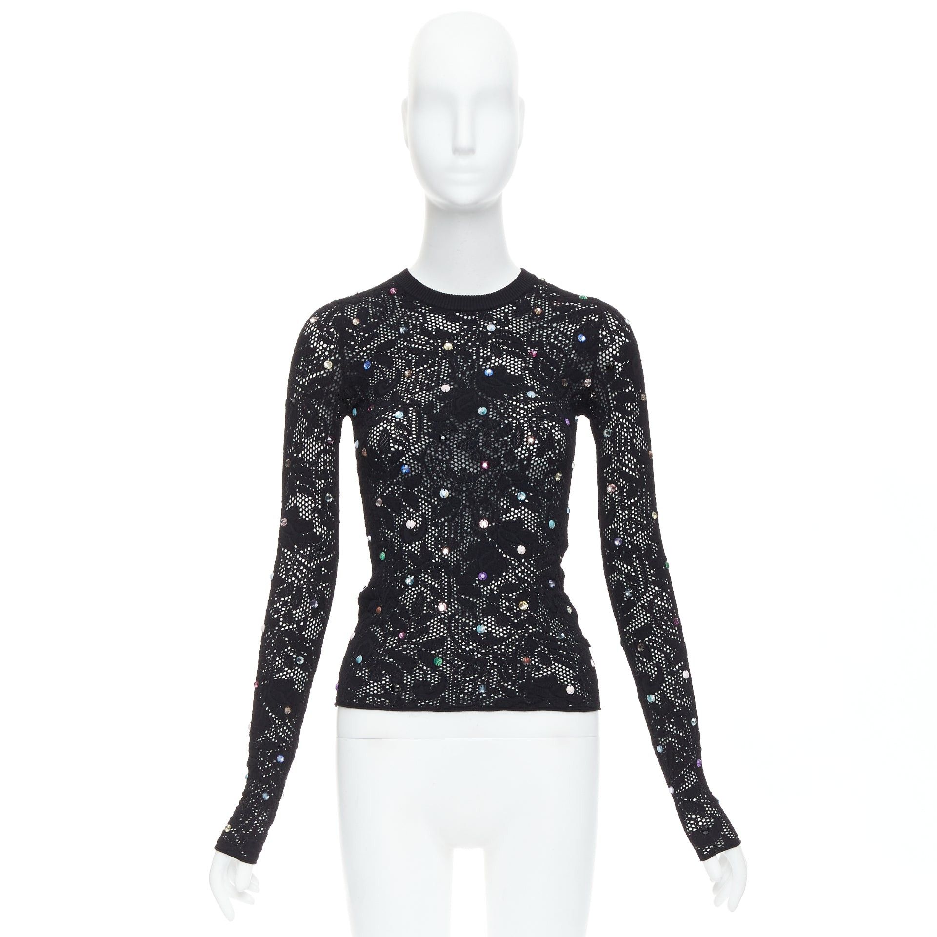 Louis Vuitton LOUIS VUITTON 2024 black multiclor jewel floral lace pullover S Size M / US 6-8 / IT 42-44 - 10 Thumbnail
