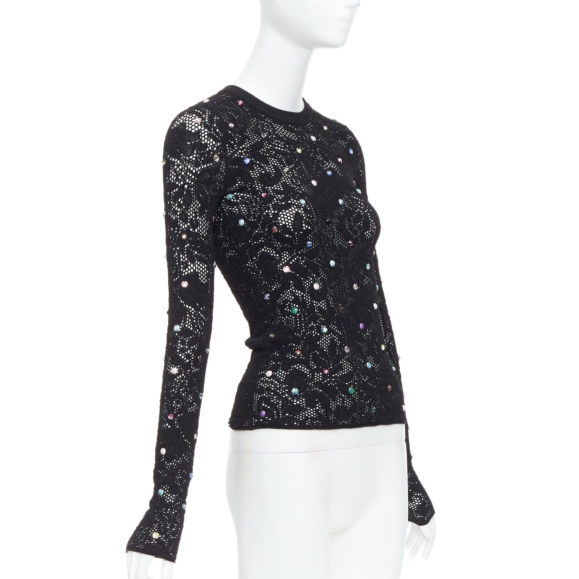 Louis Vuitton LOUIS VUITTON 2024 black multiclor jewel floral lace pullover S Size M / US 6-8 / IT 42-44 - 3 Thumbnail