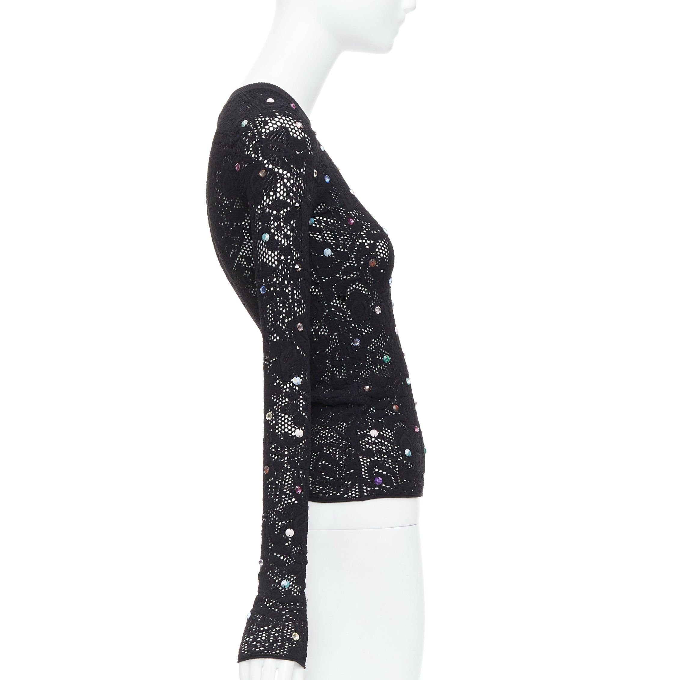 Louis Vuitton LOUIS VUITTON 2024 black multiclor jewel floral lace pullover S Size M / US 6-8 / IT 42-44 - 6 Thumbnail