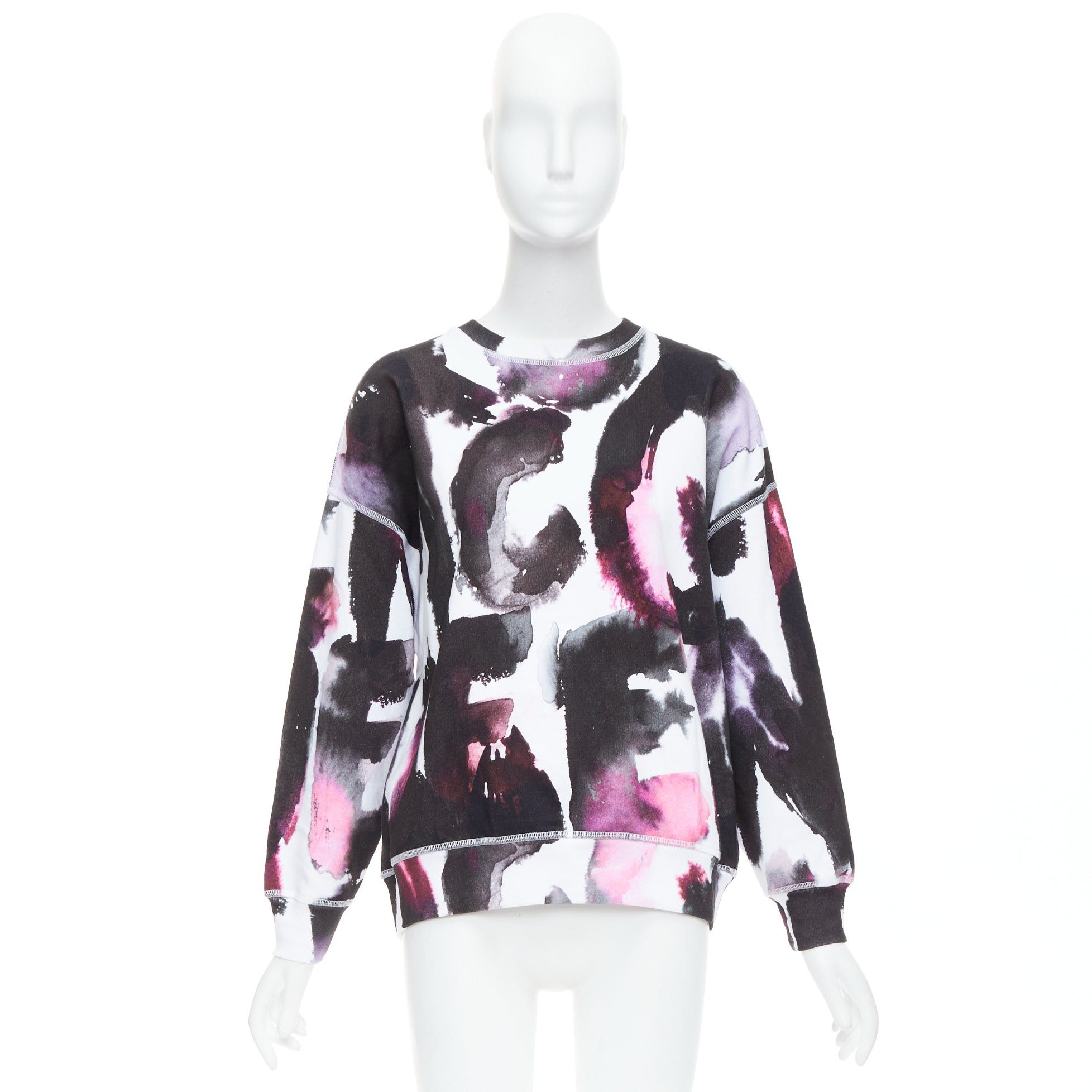 Alexander McQueen ALEXANDER MCQUEEN 2022 logo watercolor print long sleeve crew sweater IT38 XS Size XS / US 0-2 / IT 36-38 - 8 Thumbnail
