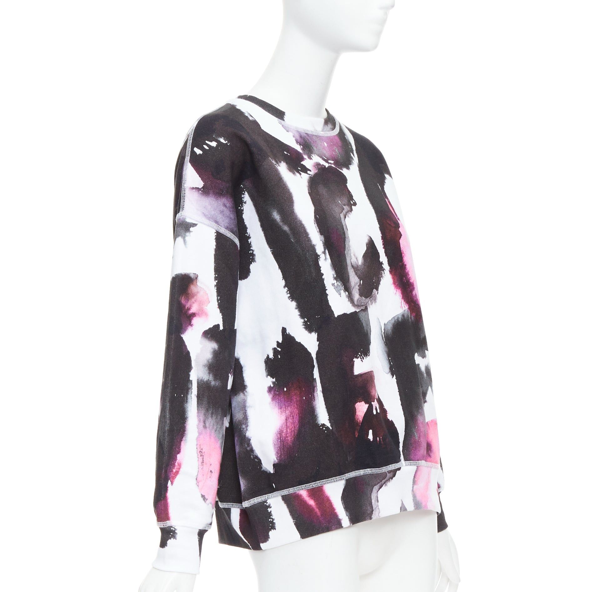 Alexander McQueen ALEXANDER MCQUEEN 2022 logo watercolor print long sleeve crew sweater IT38 XS Size XS / US 0-2 / IT 36-38 - 3 Thumbnail