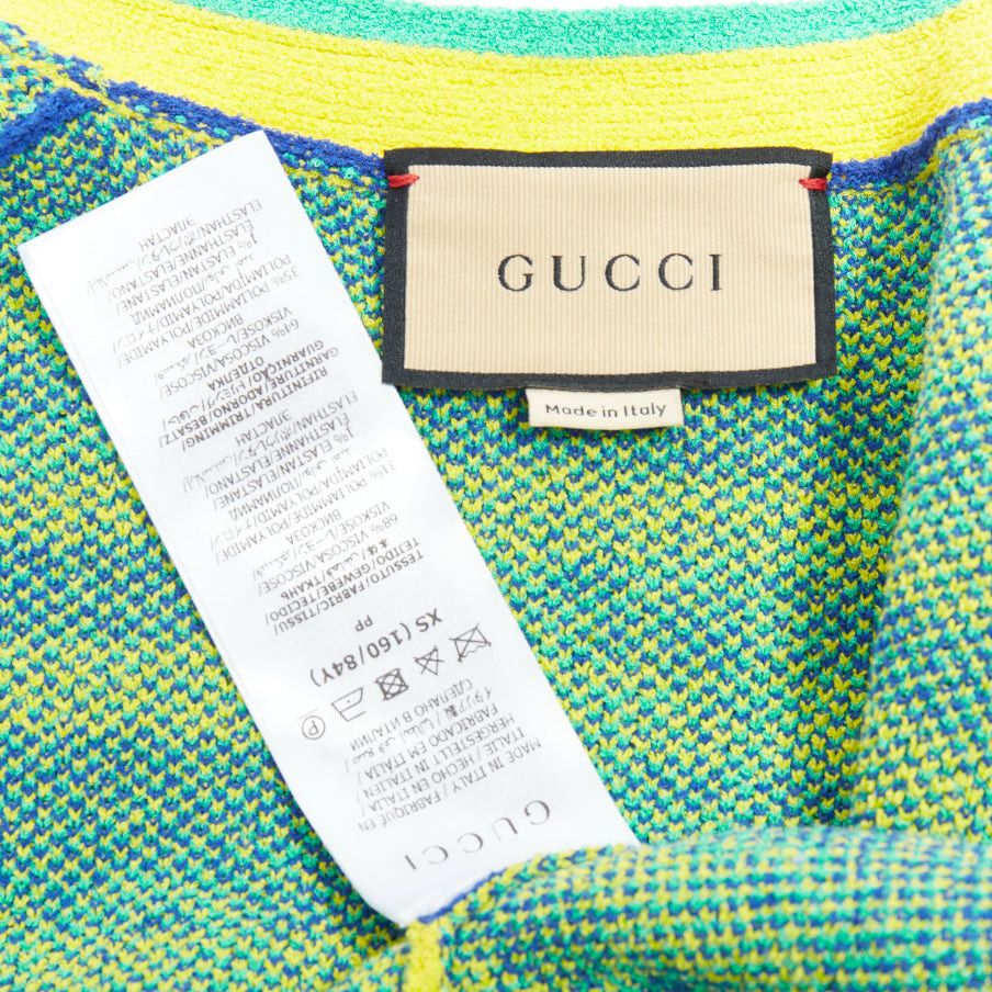 Gucci GUCCI green yellow blue GG monogram stripe cardigan XS Size S / US 4 / IT 40 - 9 Thumbnail