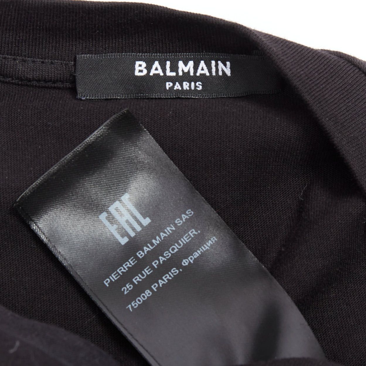 Balmain BALMAIN black cotton pearl bead embellished crop tshirt XS Size S / US 4 / IT 40 - 9 Thumbnail