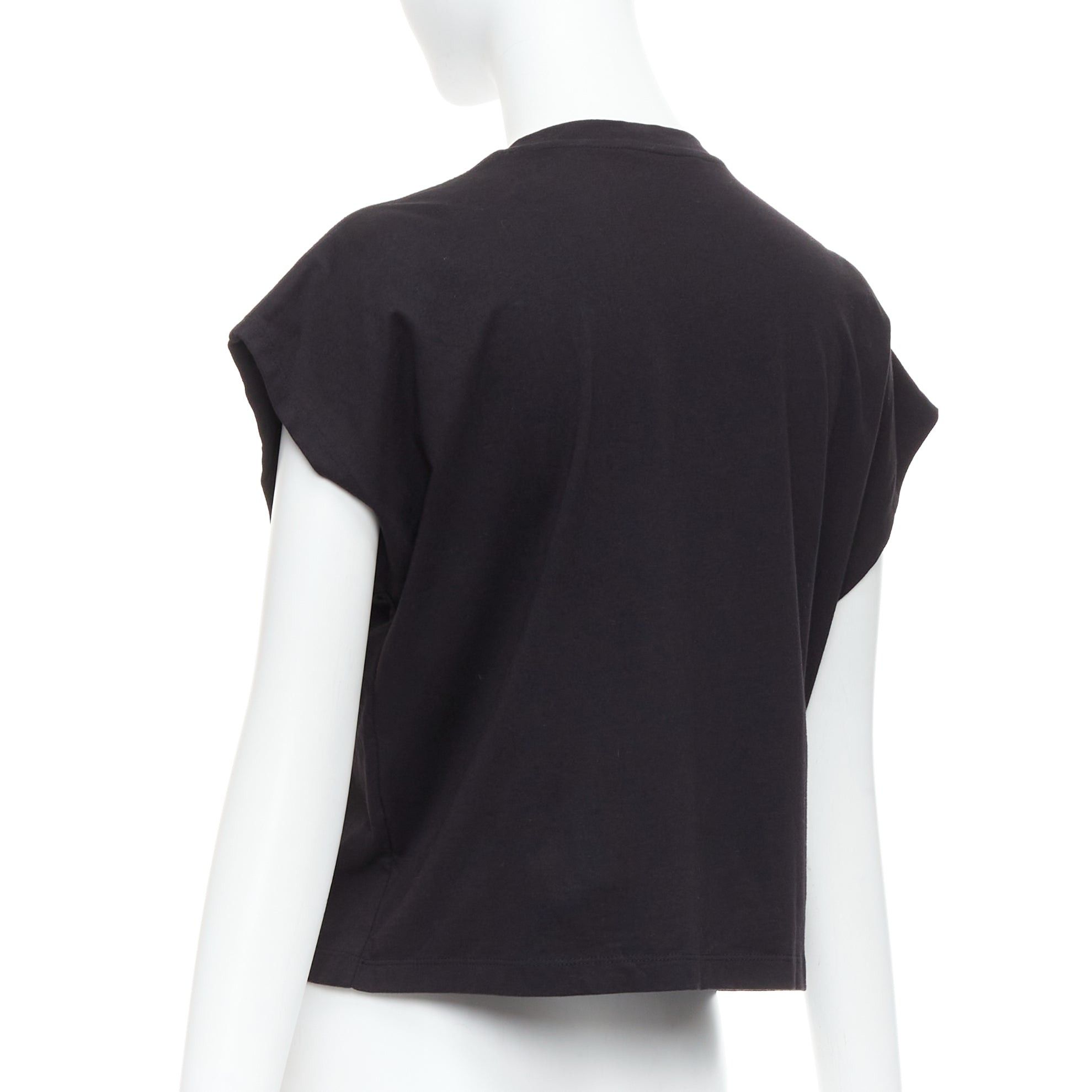 Balmain BALMAIN black cotton pearl bead embellished crop tshirt XS Size S / US 4 / IT 40 - 6 Thumbnail