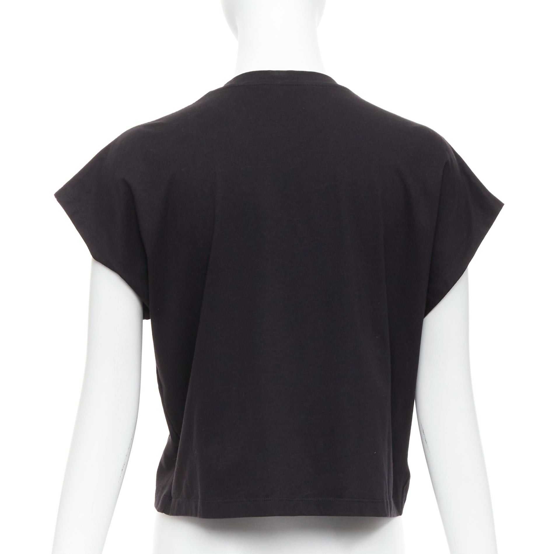 Balmain BALMAIN black cotton pearl bead embellished crop tshirt XS Size S / US 4 / IT 40 - 5 Thumbnail