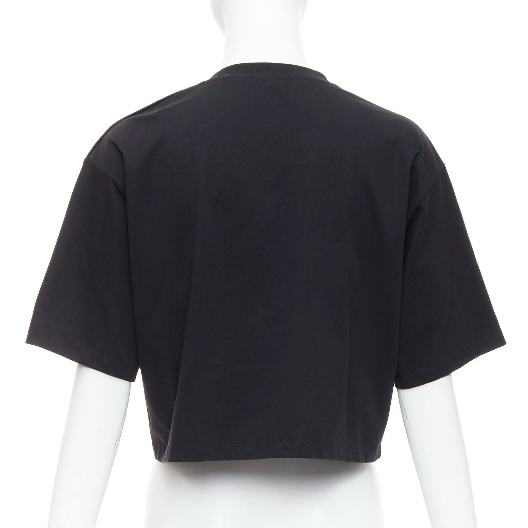Balmain BALMAIN gold buttons chain embellished brooch black cotton crop tshirt XS Size S / US 4 / IT 40 - 5 Thumbnail
