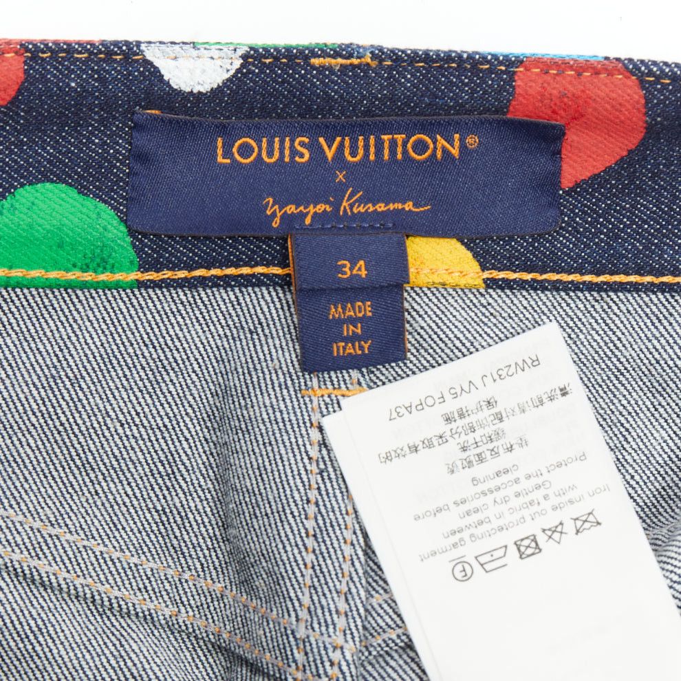 Louis Vuitton LOUIS VUITTON Yayoi Kusama Painted Dots logo patch denim shorts FR34 XS Size 26" / US 2 / IT 38 - 9 Thumbnail