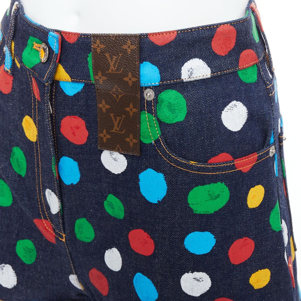 Louis Vuitton LOUIS VUITTON Yayoi Kusama Painted Dots logo patch denim shorts FR34 XS Size 26" / US 2 / IT 38 - 2 Thumbnail