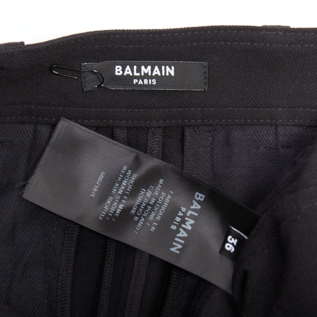 Balmain BALMAIN black wool gold logo button pocketed cargo shorts FR36 S Size 27" / US 4 / IT 40 - 8 Thumbnail