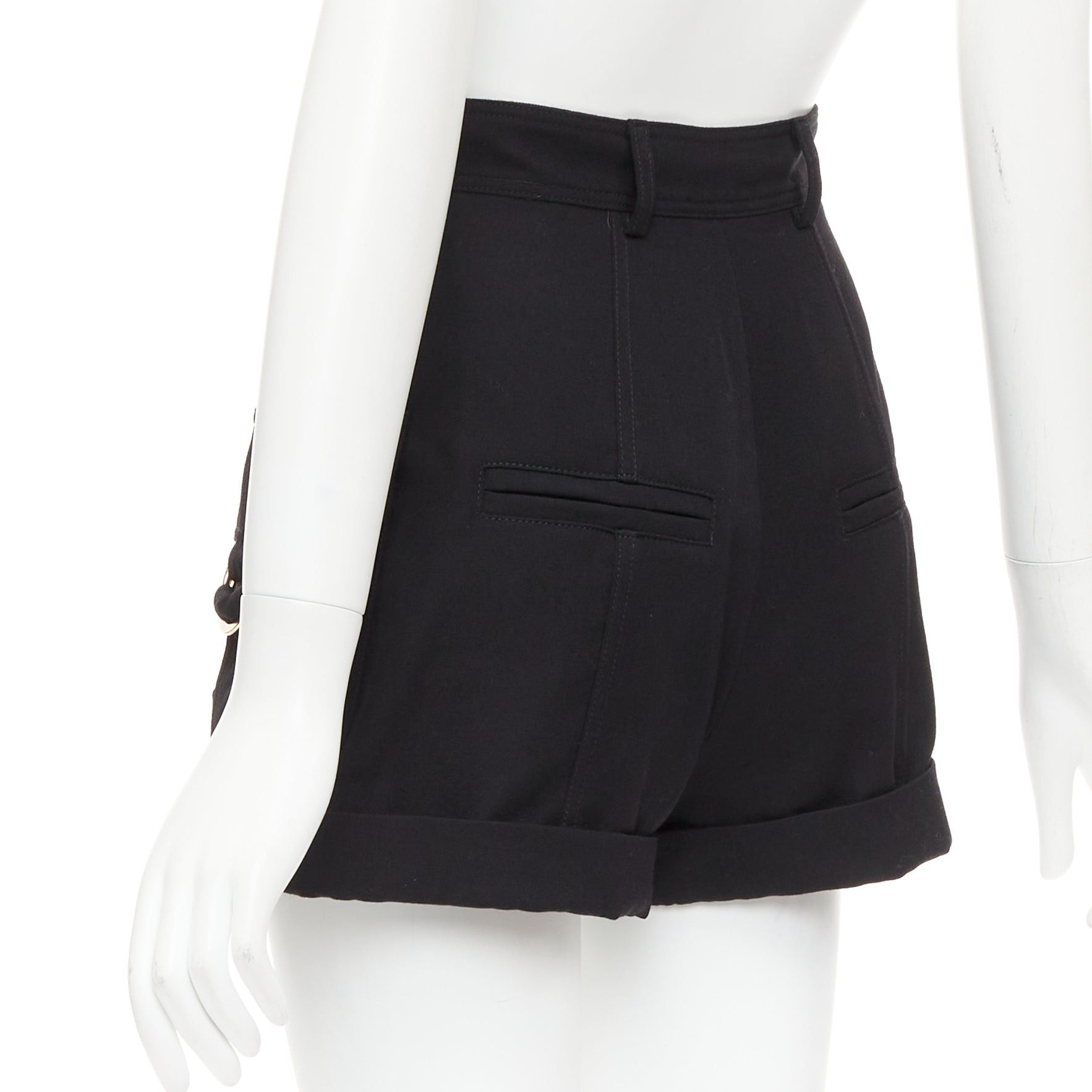Balmain BALMAIN black wool gold logo button pocketed cargo shorts FR36 S Size 27" / US 4 / IT 40 - 6 Thumbnail