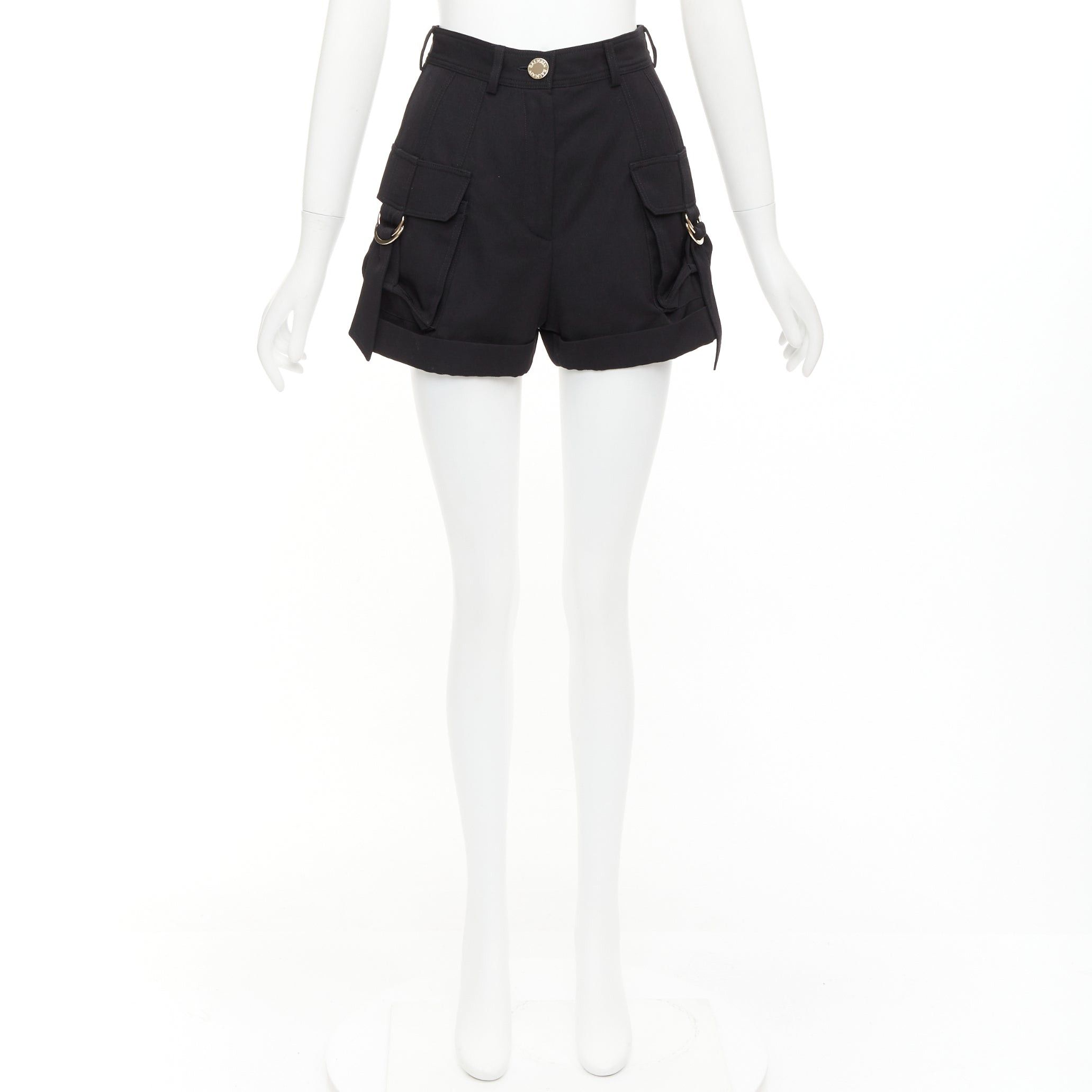 Balmain BALMAIN black wool gold logo button pocketed cargo shorts FR36 S Size 27" / US 4 / IT 40 - 9 Thumbnail